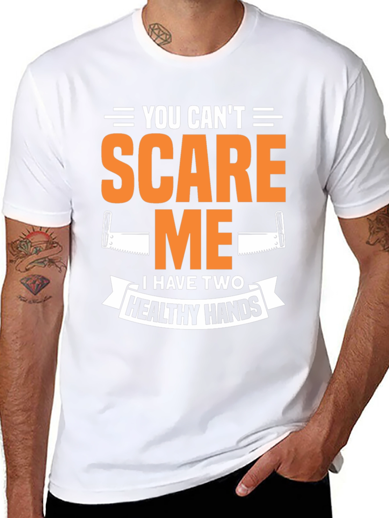 You Cant Scare Me Two Healthy Hands Black T-Shirt