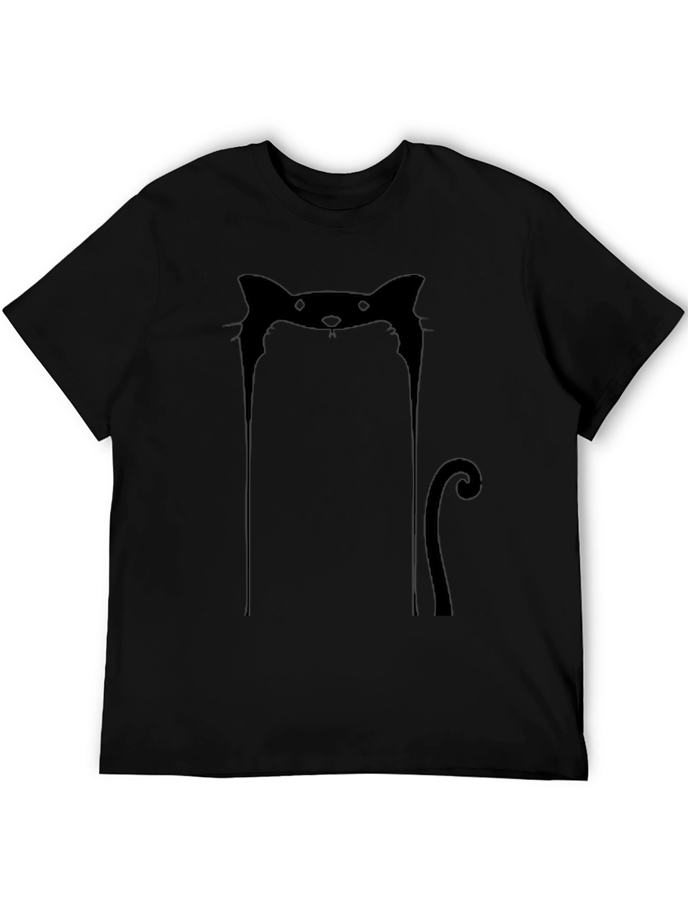 Minimalist Cat Silhouette Black T-Shirt