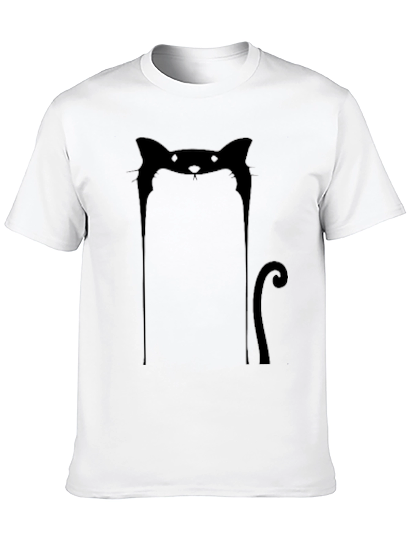 Minimalist Cat Silhouette Black T-Shirt