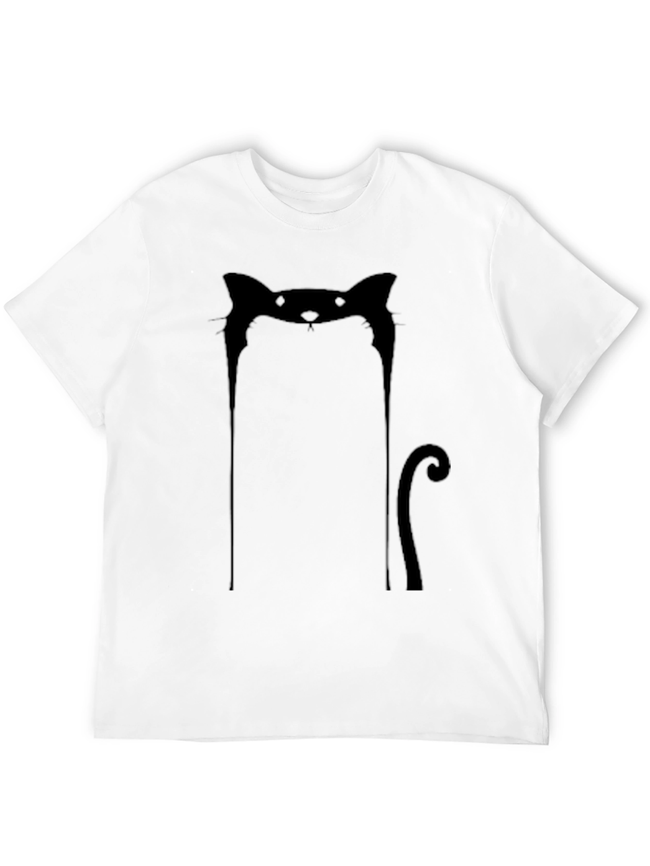 Minimalist Cat Silhouette Black T-Shirt
