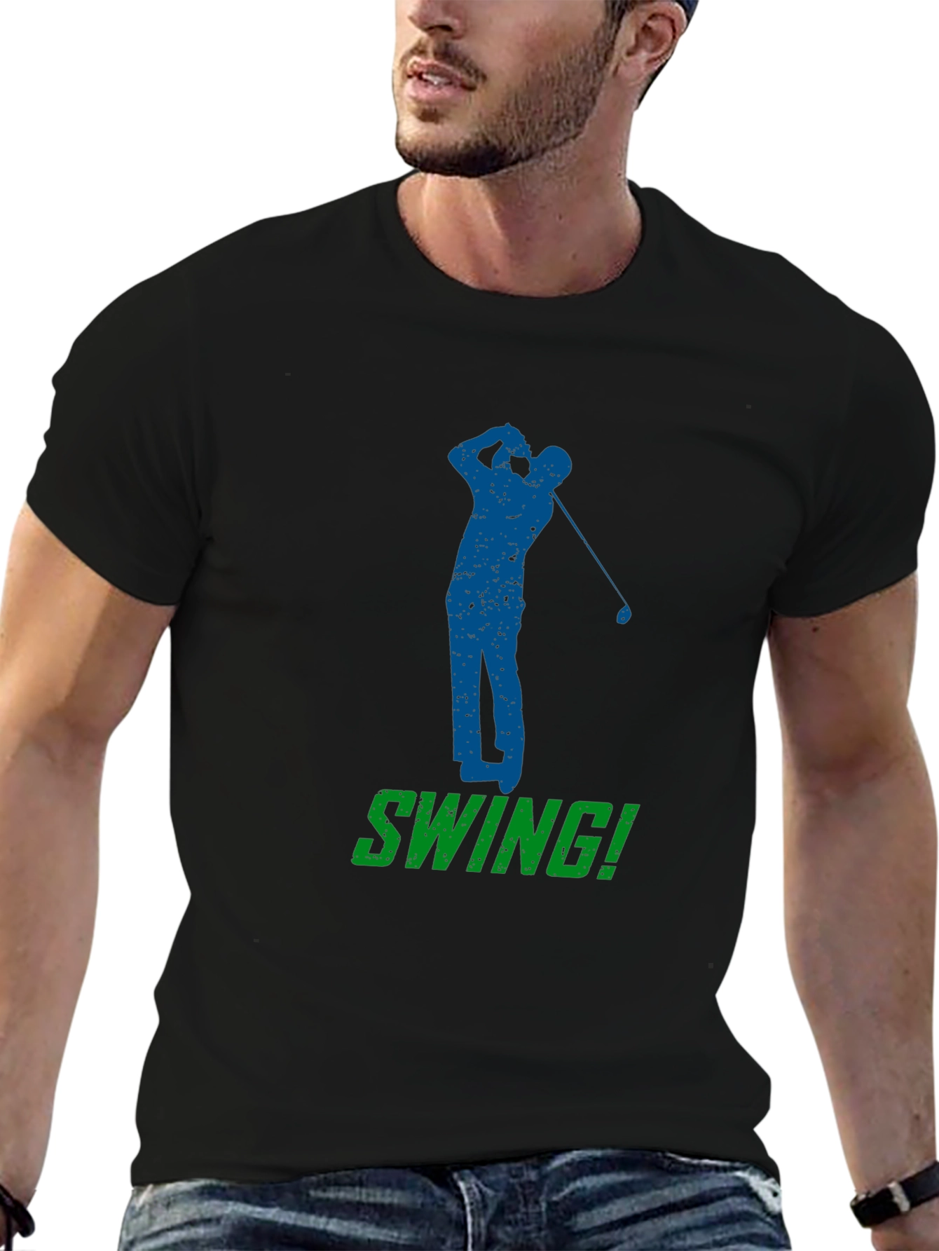 Golf Swing T-Shirt - Black Golfer Tee