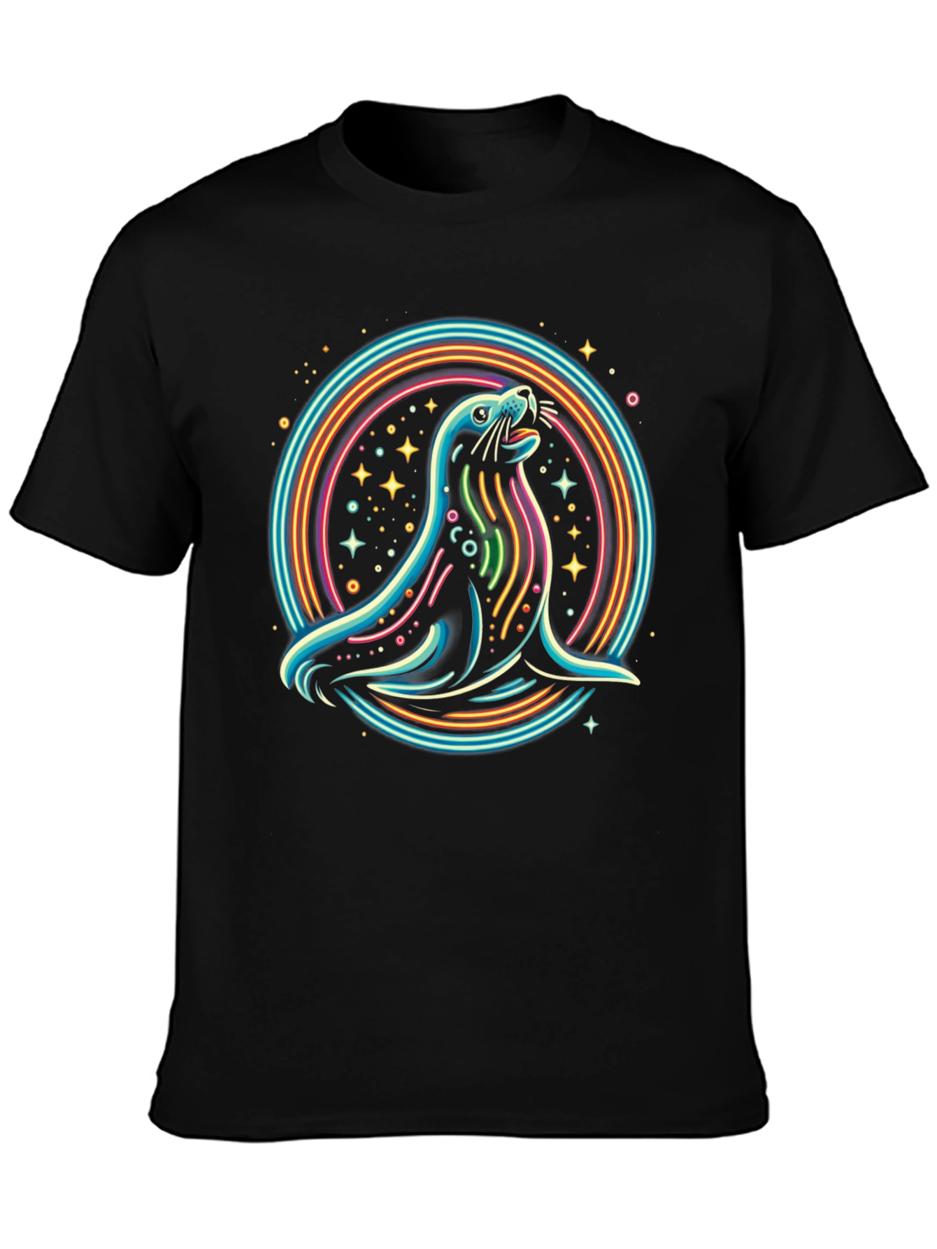 Neon Seal Graphic Tee - Mens Black T-Shirt