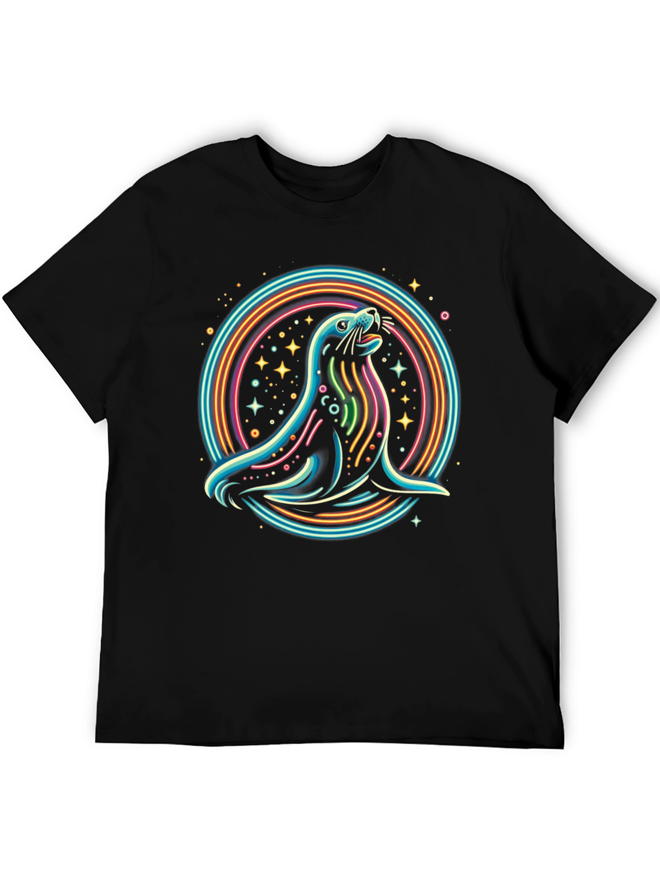 Neon Seal Graphic Tee - Mens Black T-Shirt