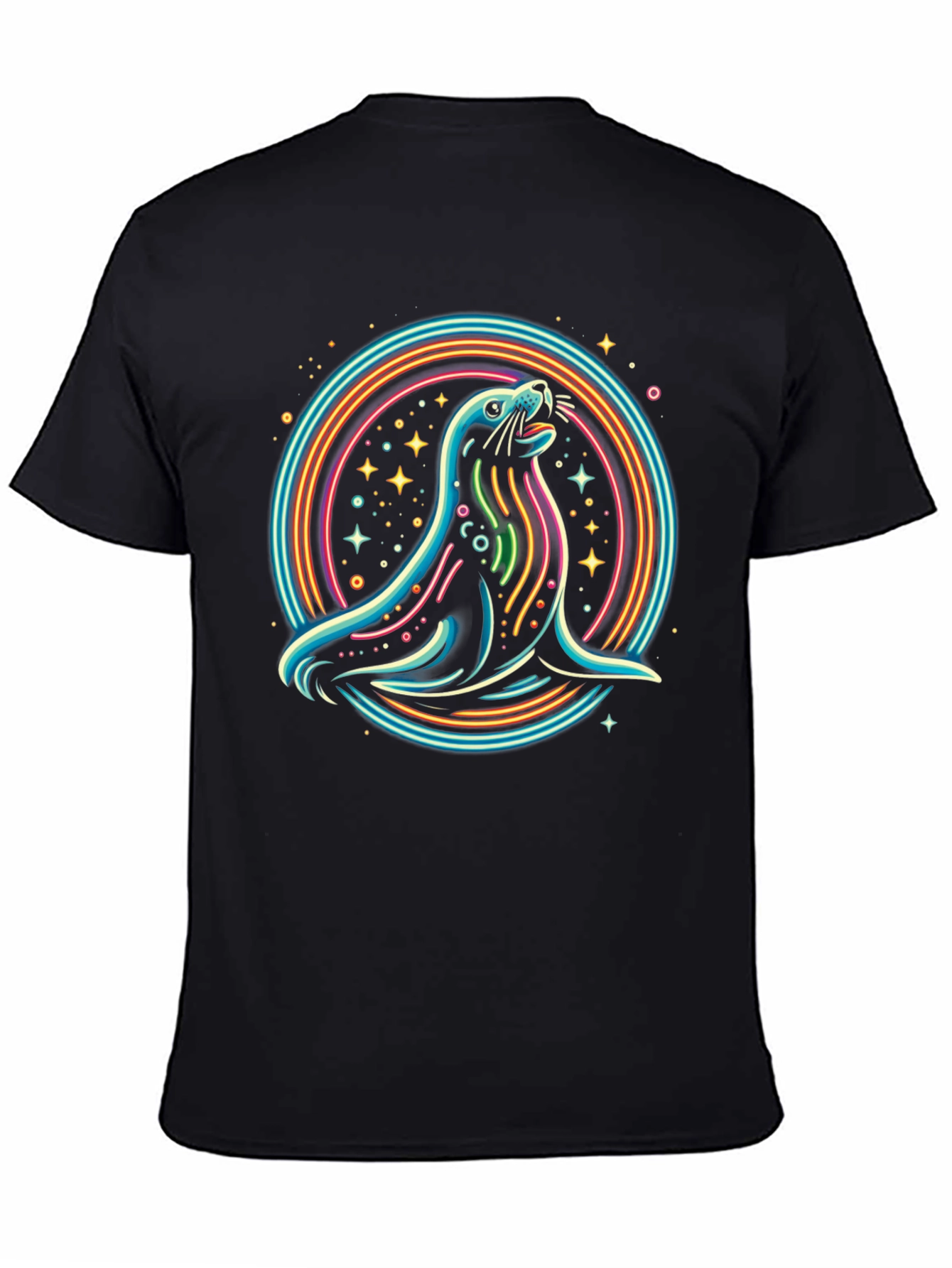 Neon Seal Graphic Tee - Mens Black T-Shirt