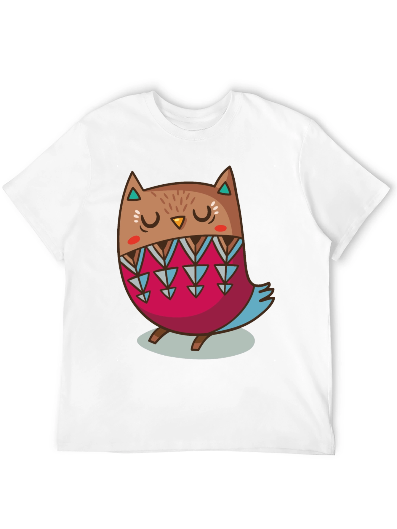 Cute Cartoon Owl Graphic Print Black T-Shirt
