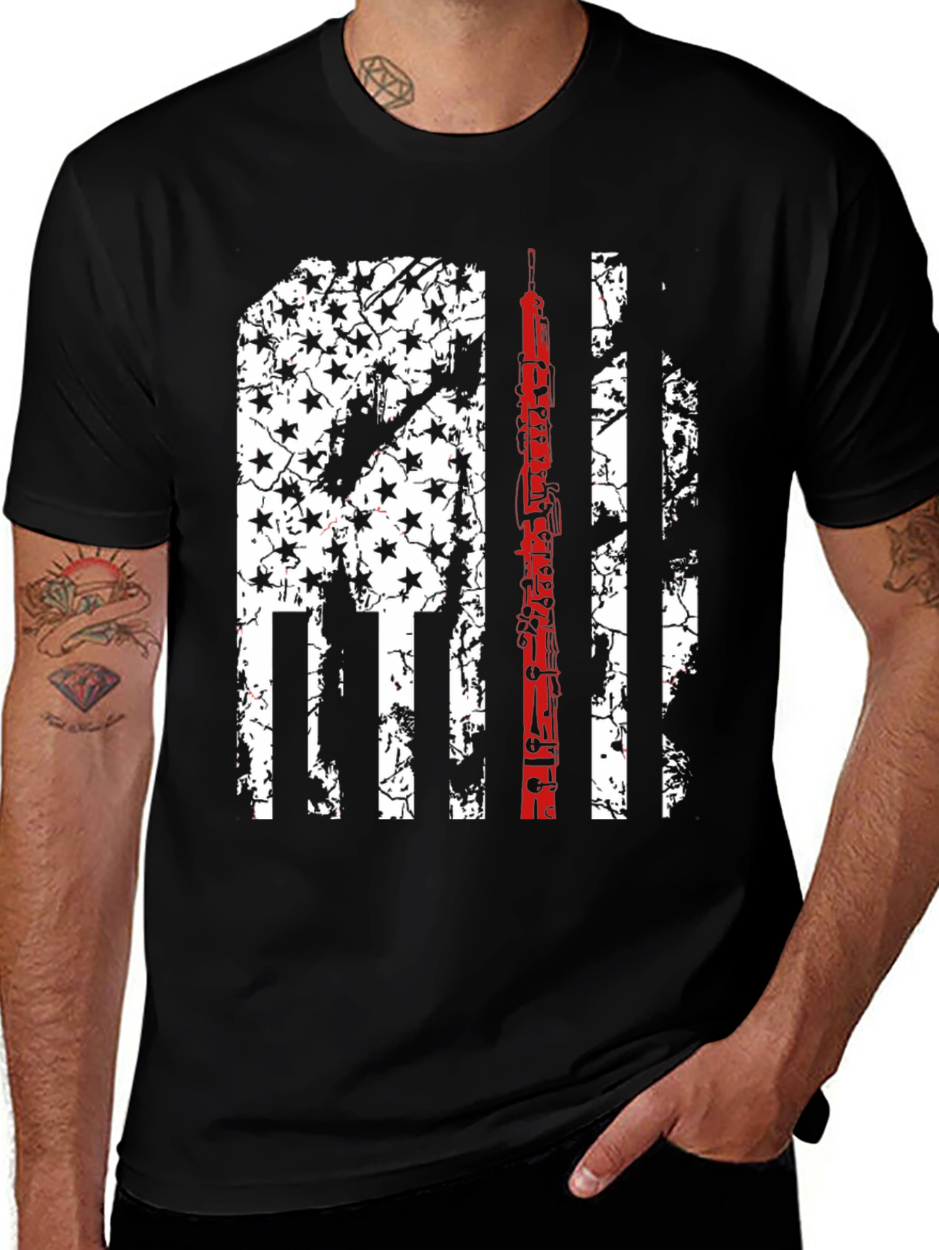 Oboe Flag Graphic Tee - Patriotic Musician T-Shirt