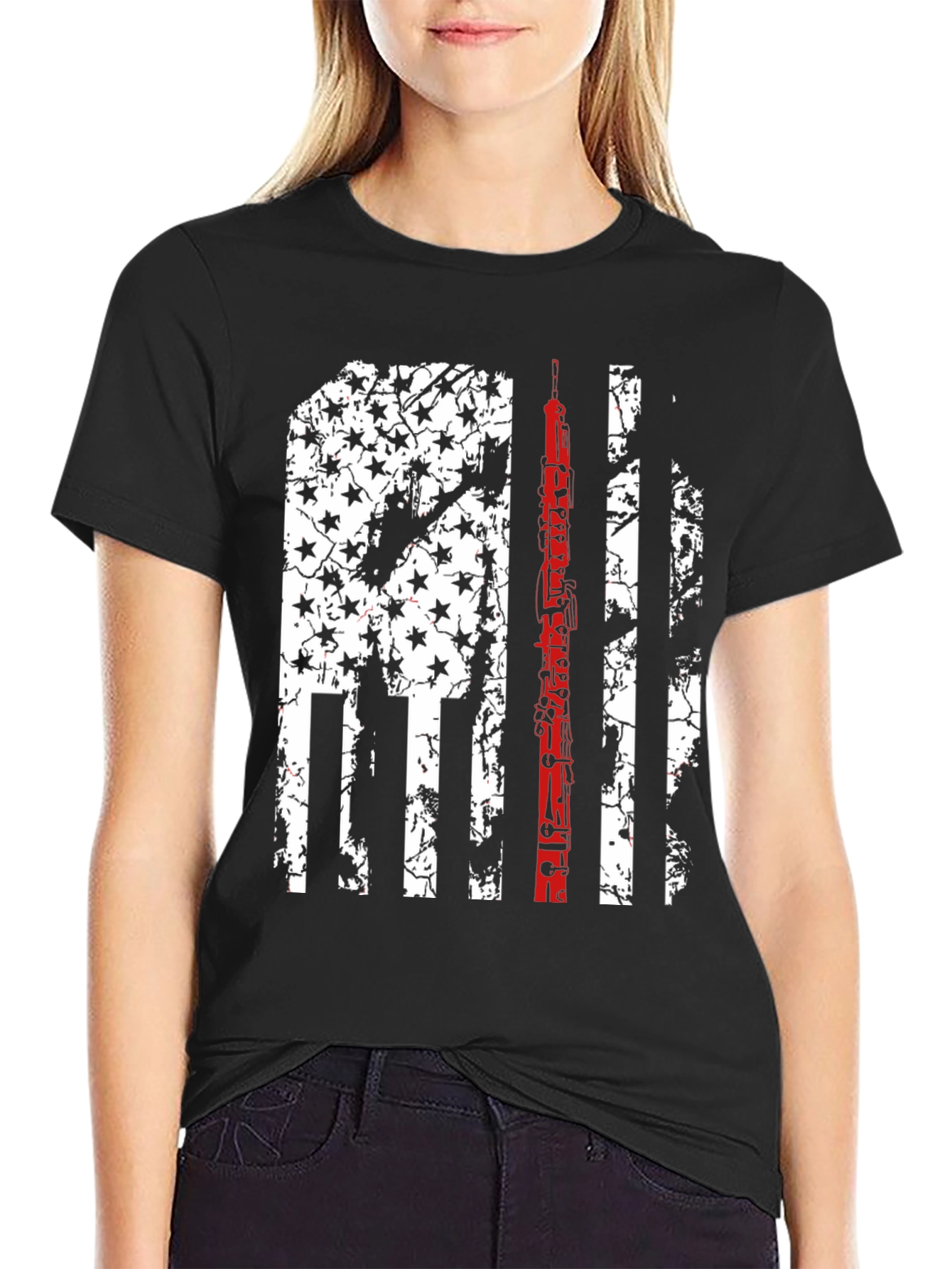 Oboe Flag Graphic Tee - Patriotic Musician T-Shirt