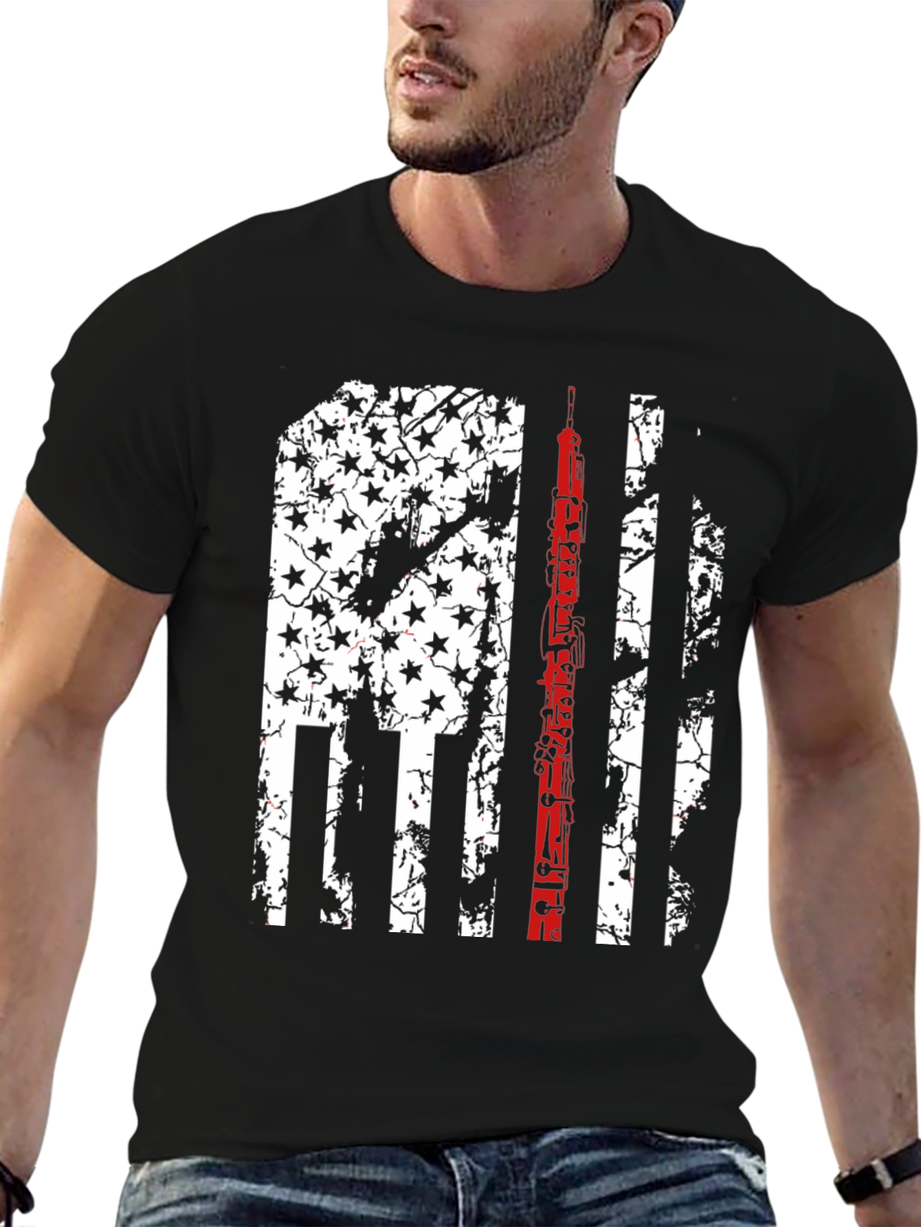 Oboe Flag Graphic Tee - Patriotic Musician T-Shirt