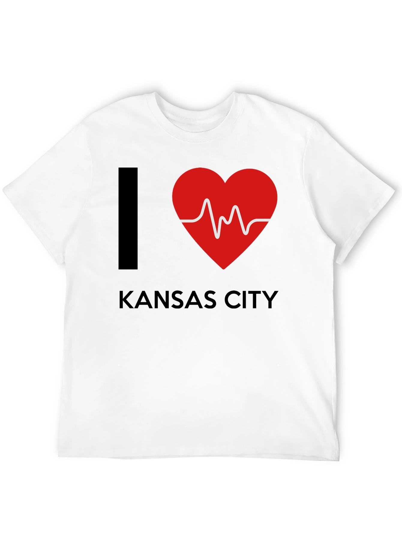 I Love Kansas City Heartbeat T-Shirt - Black