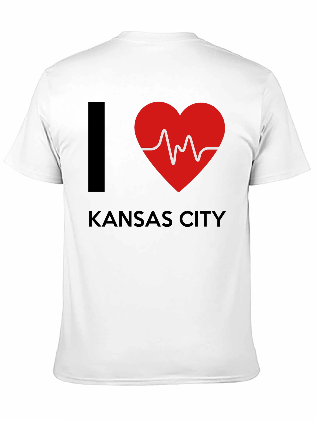 I Love Kansas City Heartbeat T-Shirt - Black