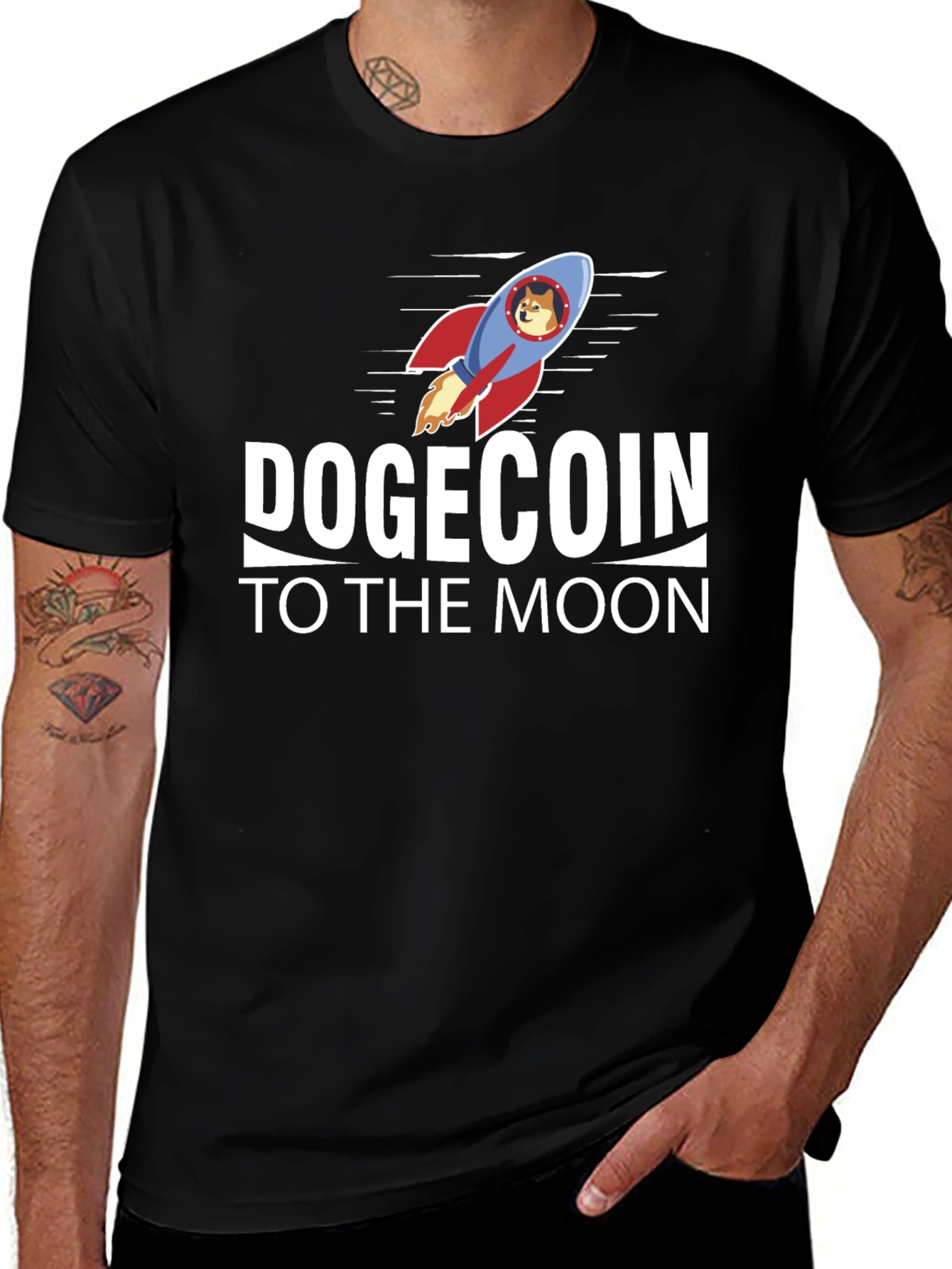 Dogecoin to the Moon Black T-Shirt