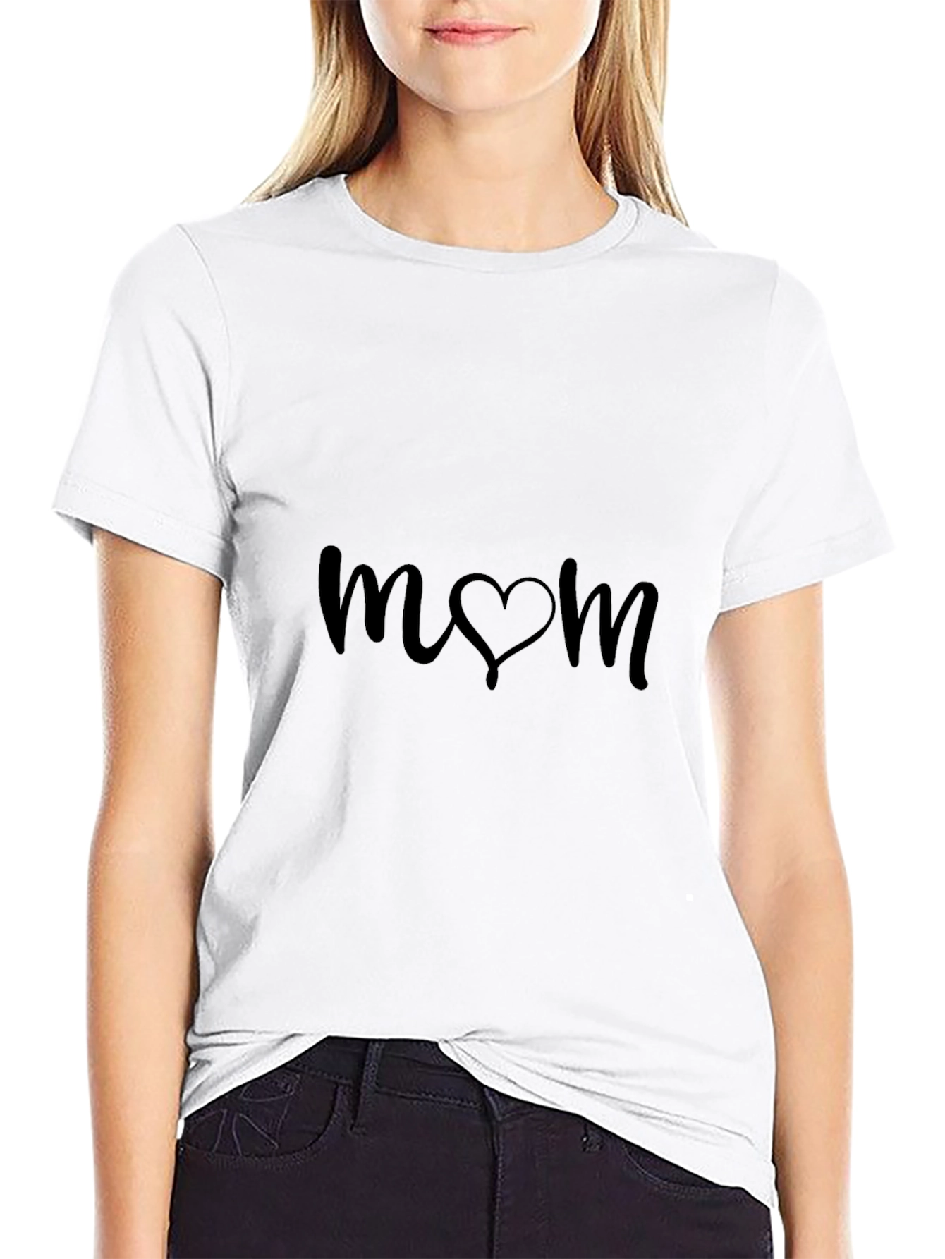 Mom Heart Graphic Black T-Shirt