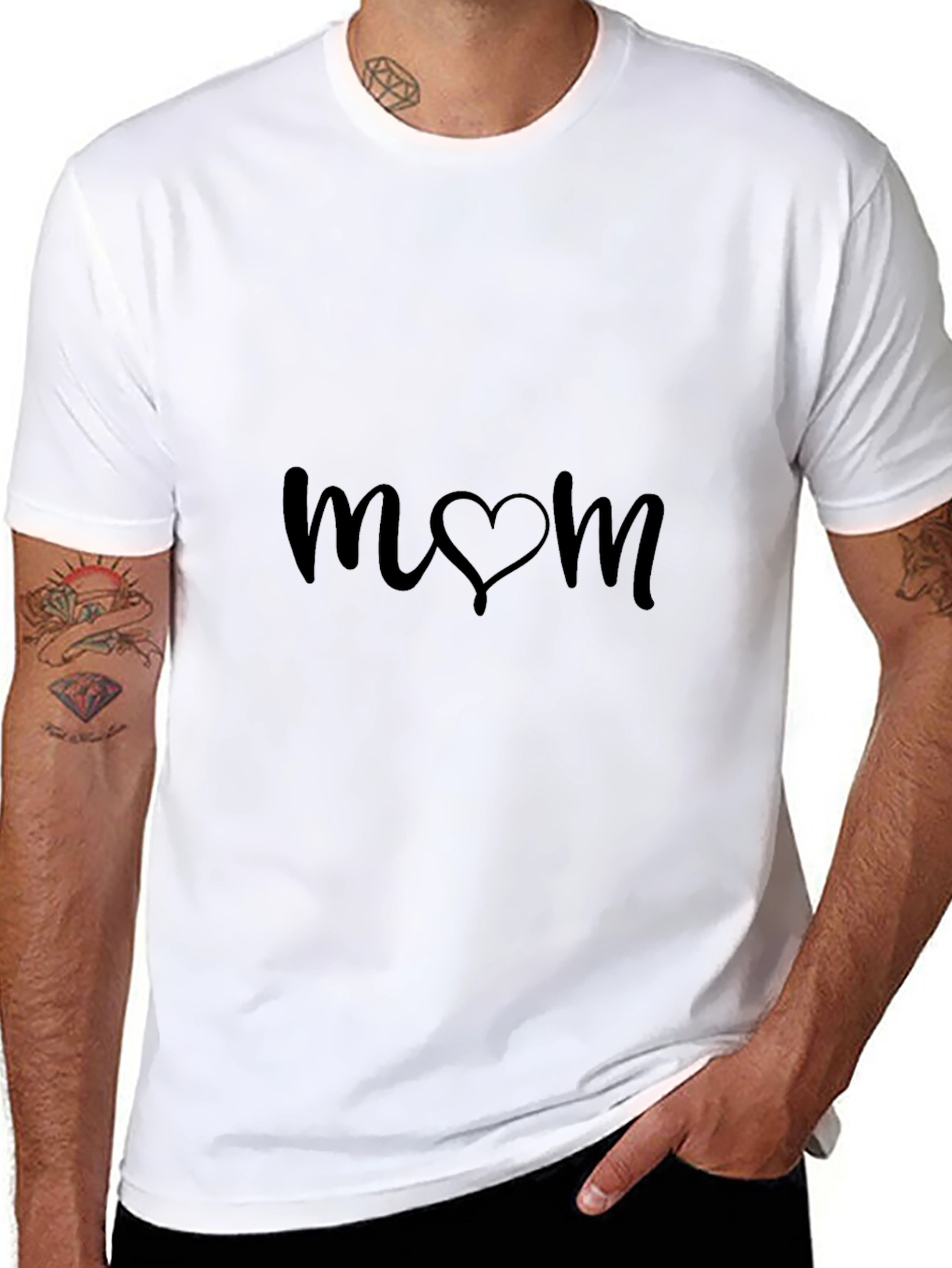 Mom Heart Graphic Black T-Shirt