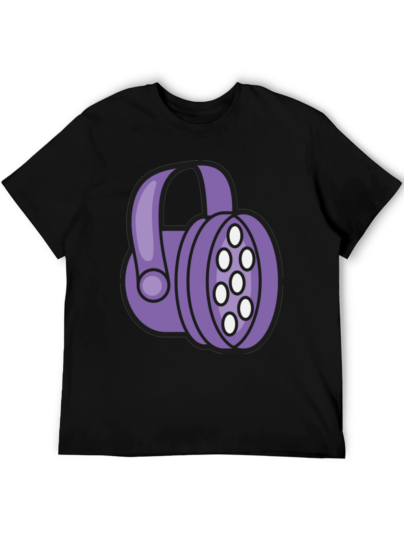Purple Headphone Graphic Tee - Black T-Shirt