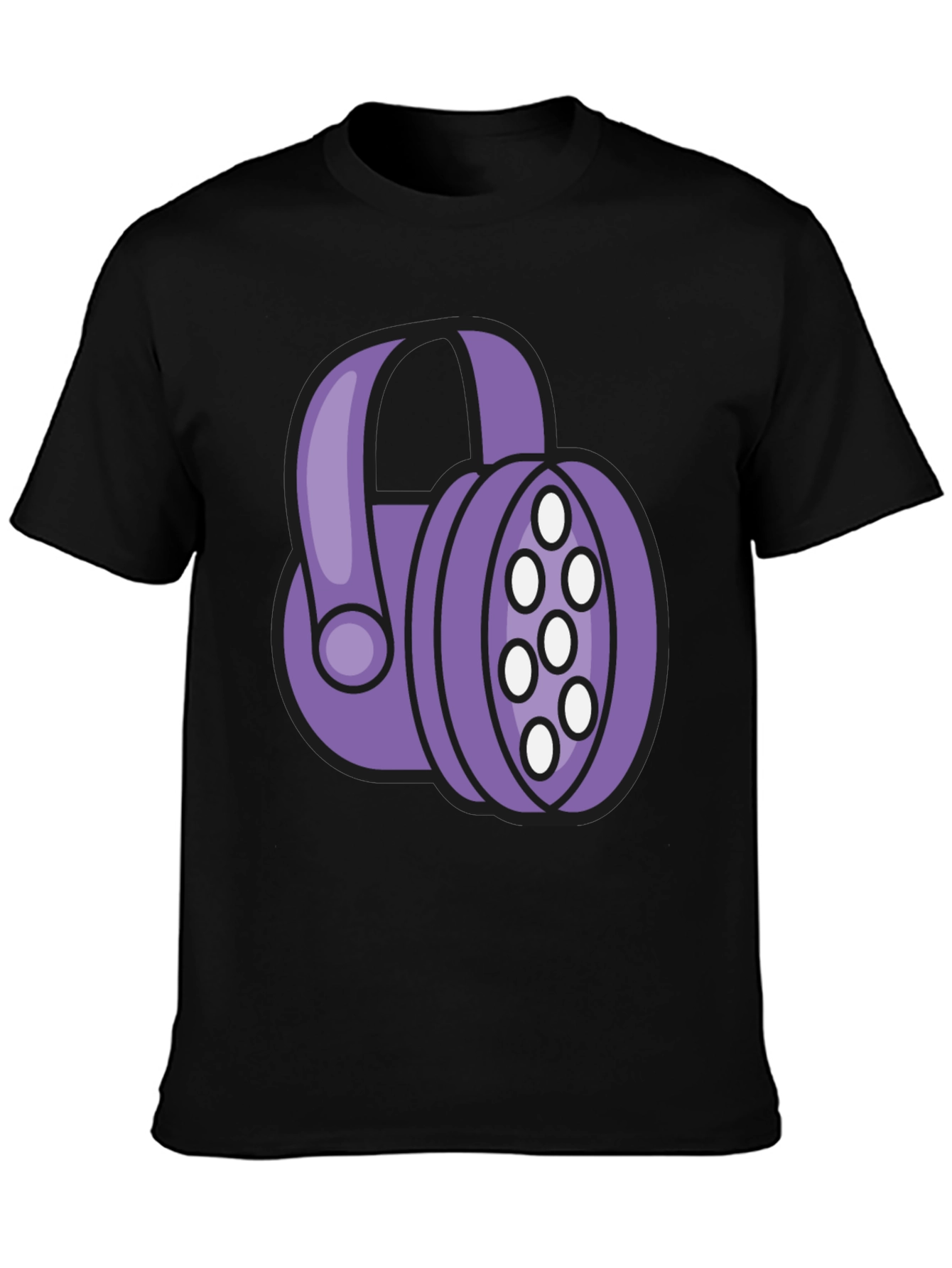 Purple Headphone Graphic Tee - Black T-Shirt