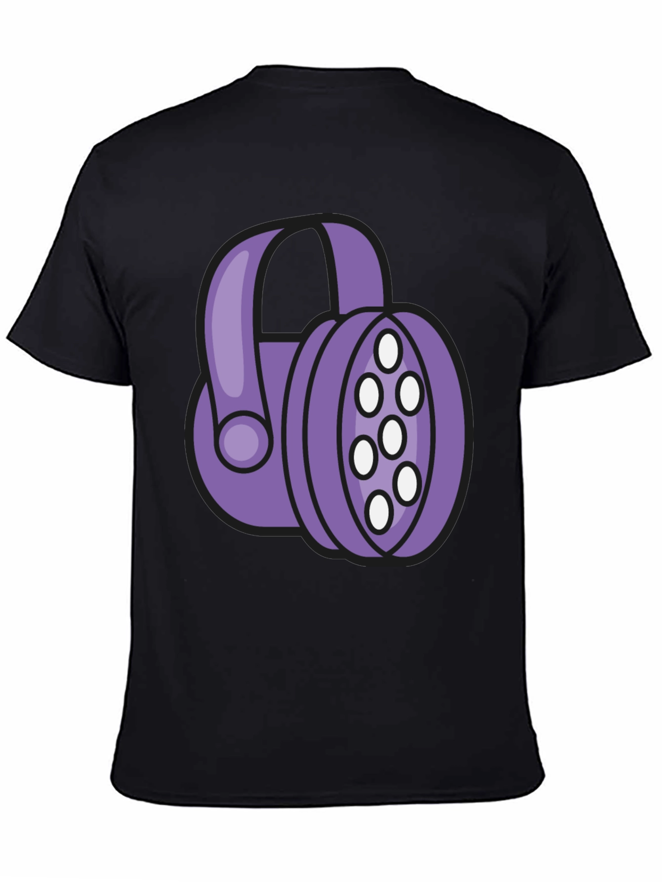 Purple Headphone Graphic Tee - Black T-Shirt