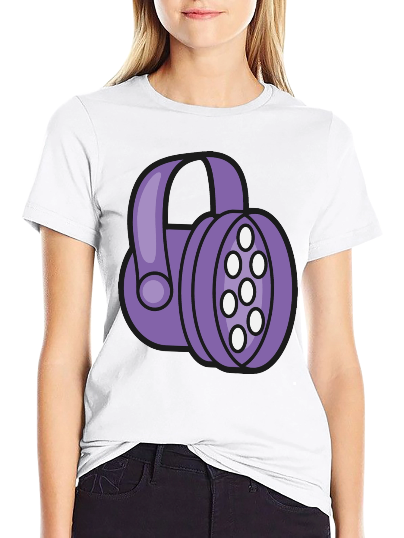 Purple Headphone Graphic Tee - Black T-Shirt