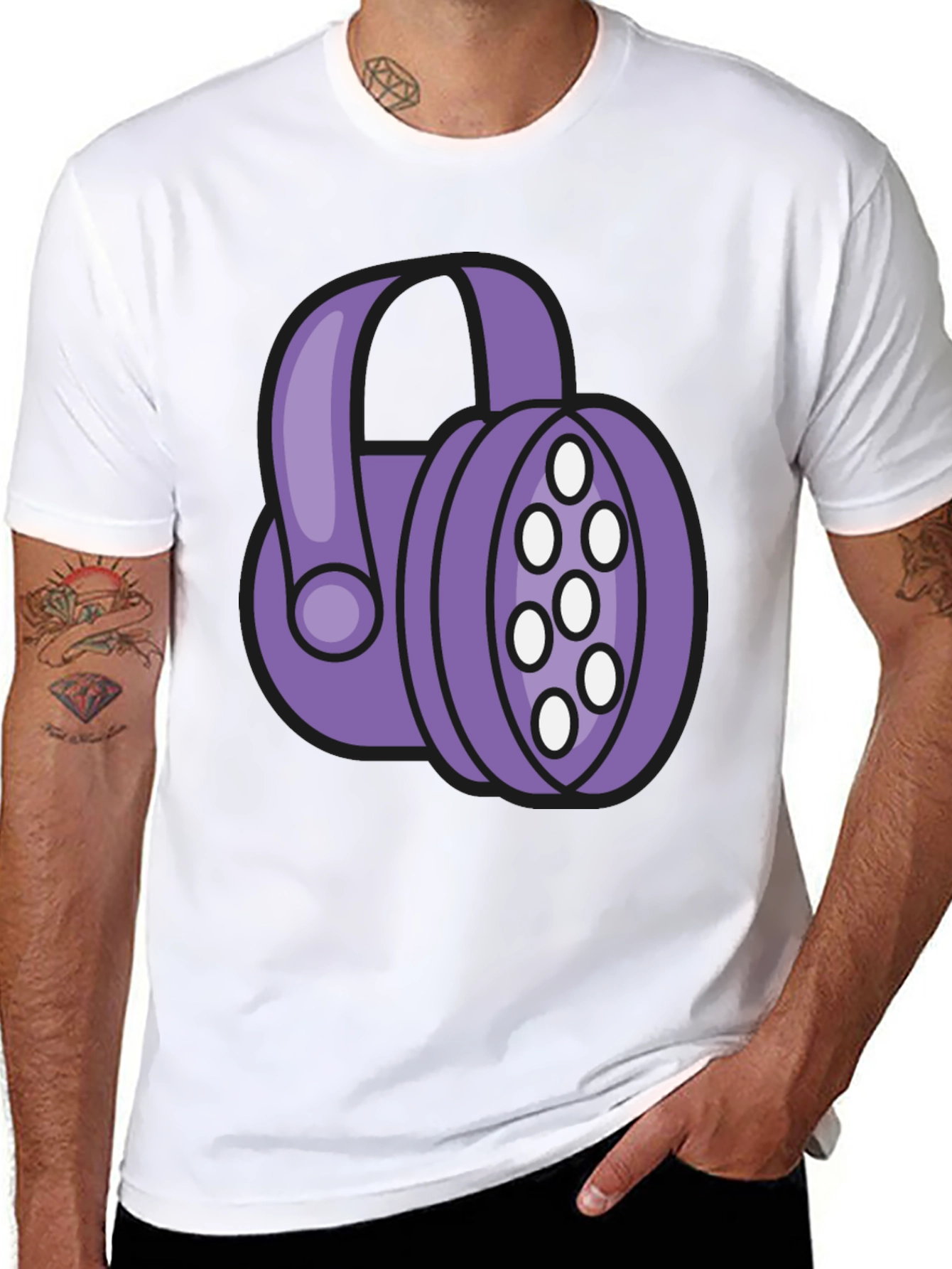 Purple Headphone Graphic Tee - Black T-Shirt