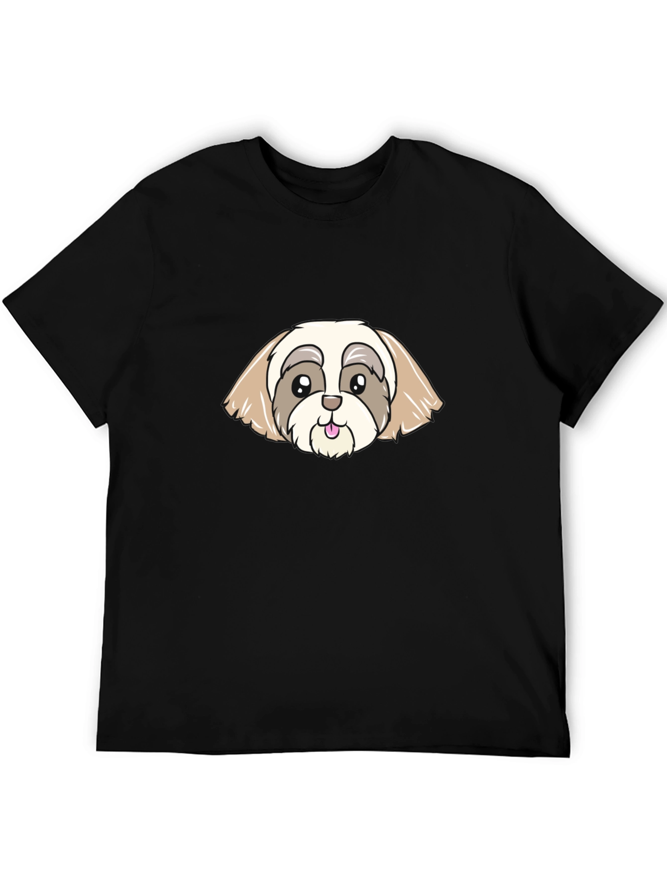 Cute Cartoon Dog Graphic Black T-Shirt