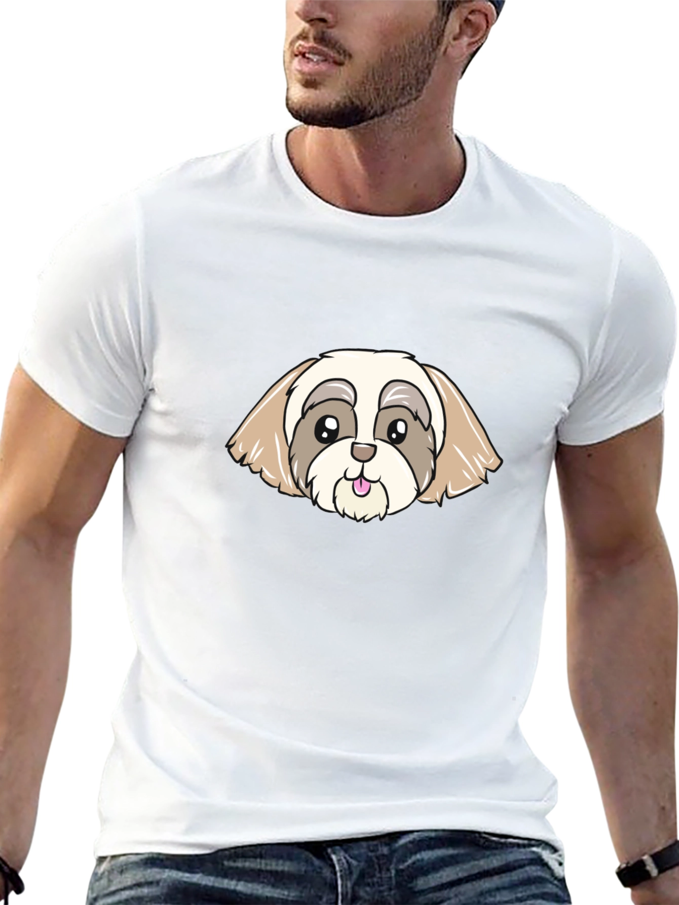 Cute Cartoon Dog Graphic Black T-Shirt