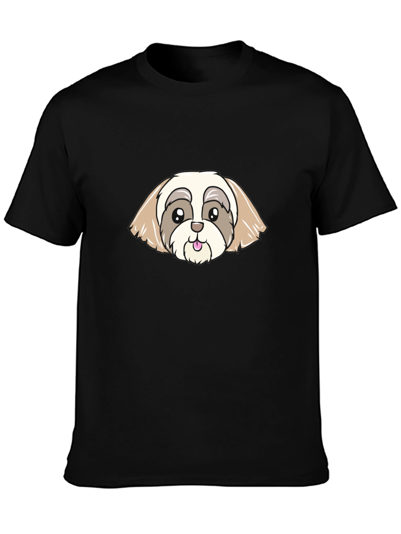 Cute Cartoon Dog Graphic Black T-Shirt