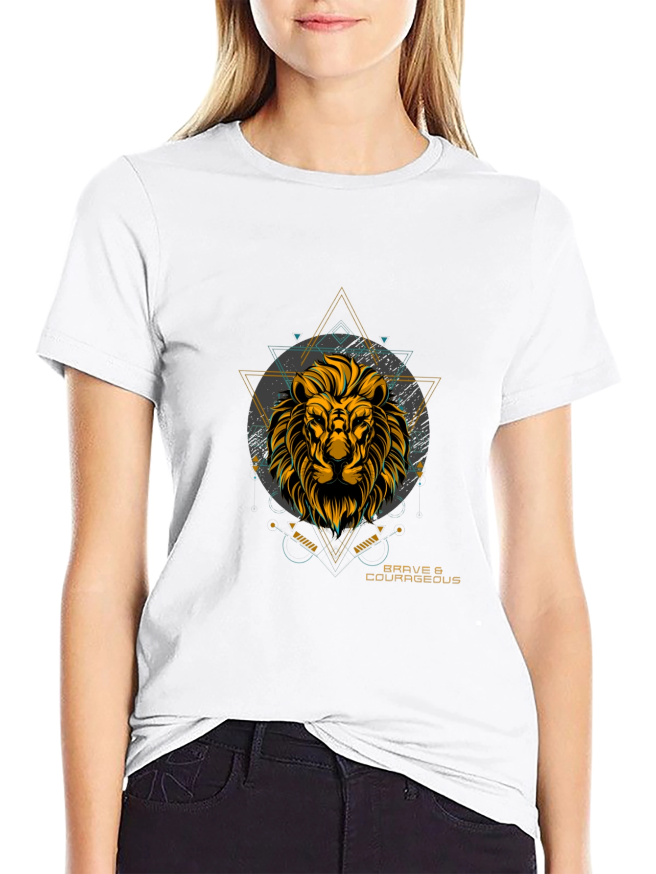 Mens Black Lion Graphic T-Shirt - Brave & Courageous