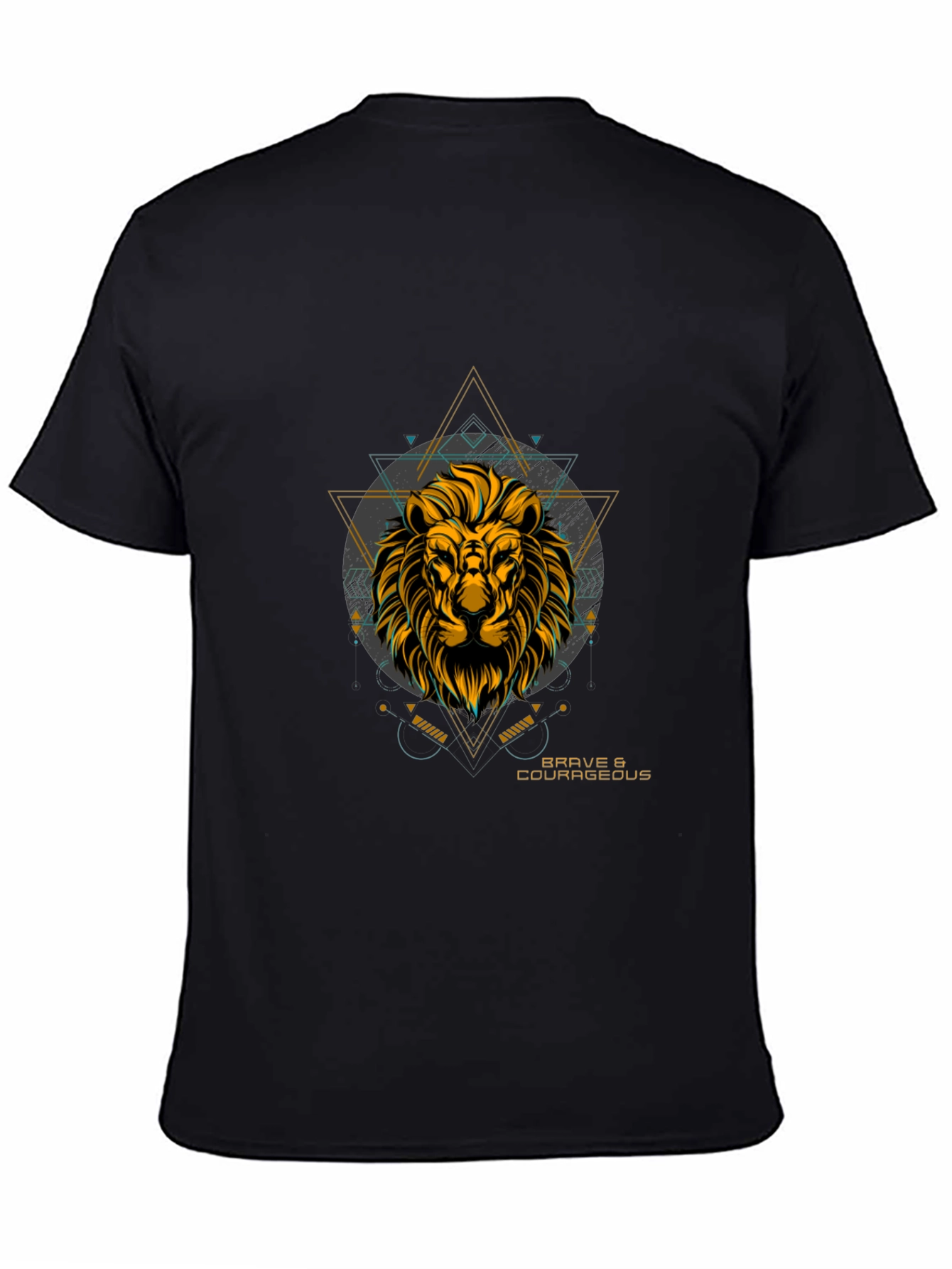 Mens Black Lion Graphic T-Shirt - Brave & Courageous