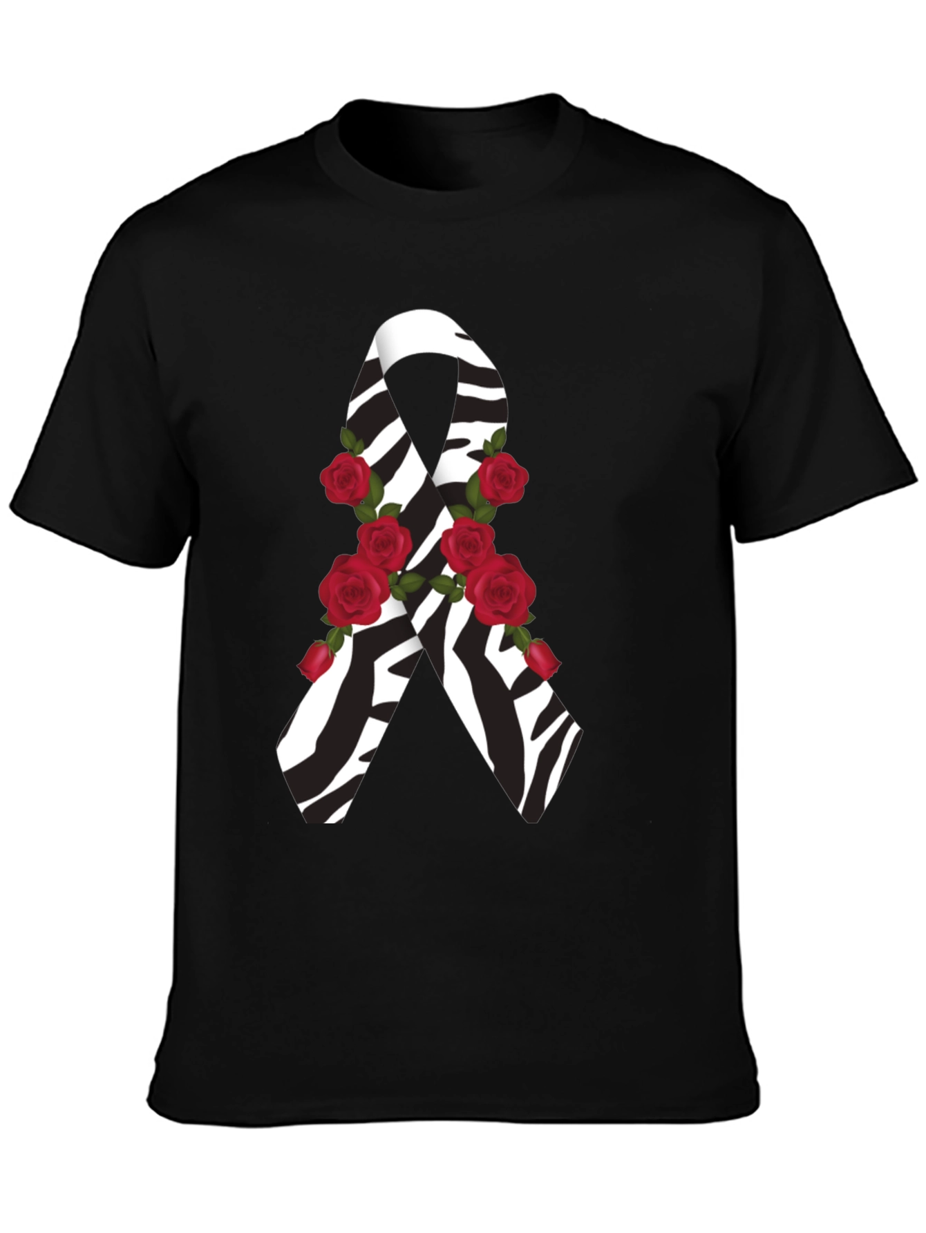 Zebra Stripe Awareness Ribbon Rose Graphic Tee