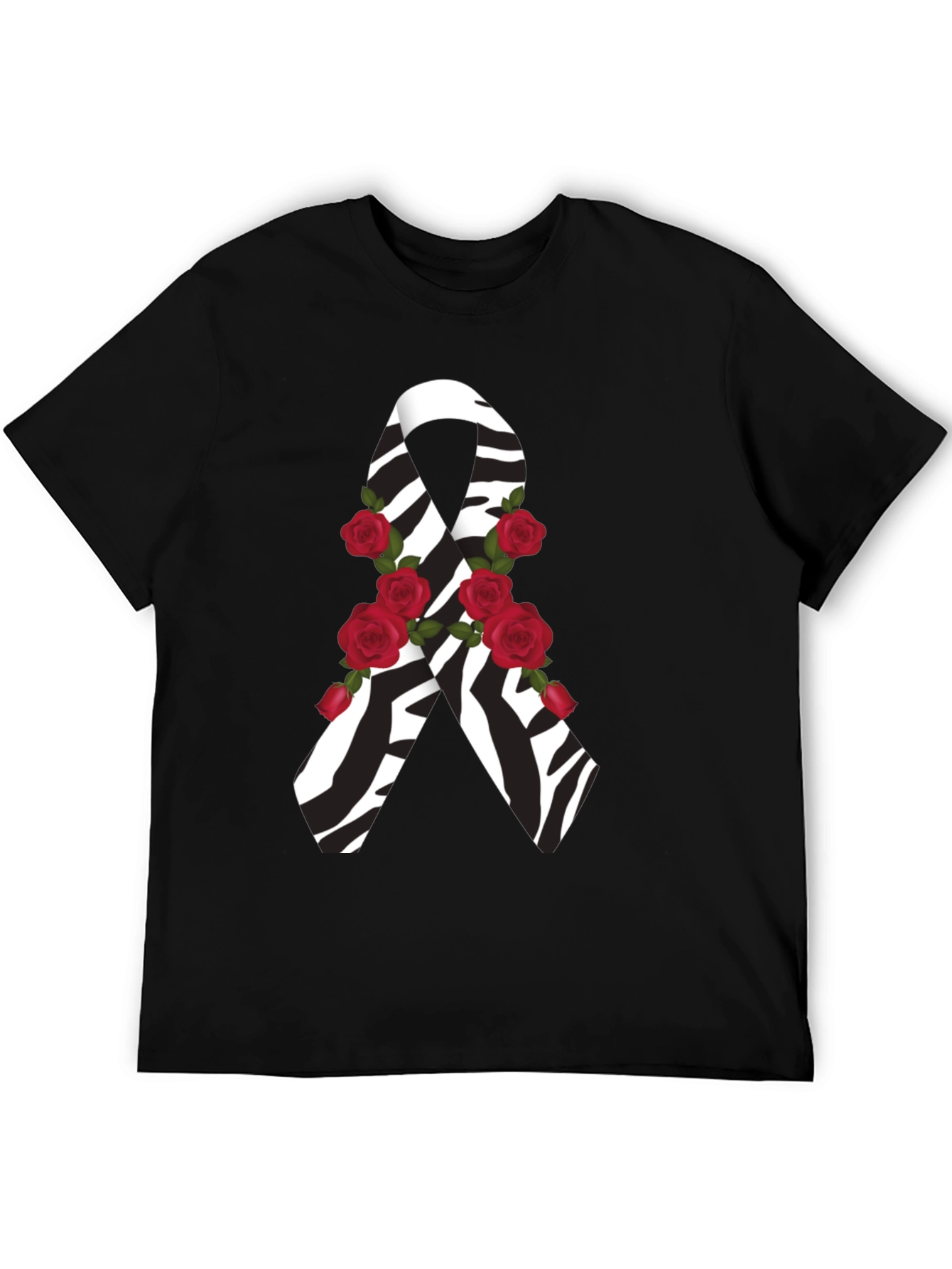 Zebra Stripe Awareness Ribbon Rose Graphic Tee