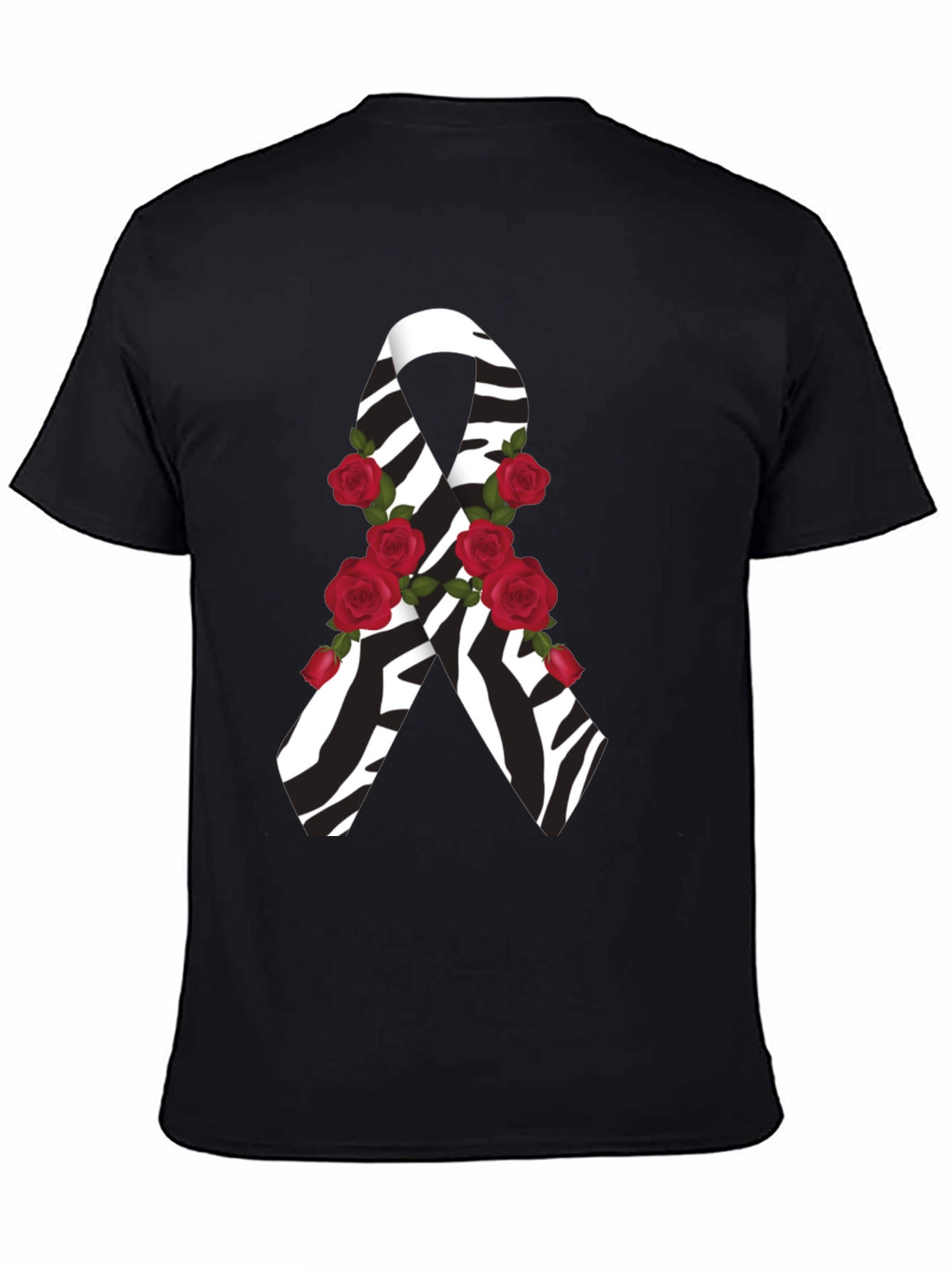 Zebra Stripe Awareness Ribbon Rose Graphic Tee