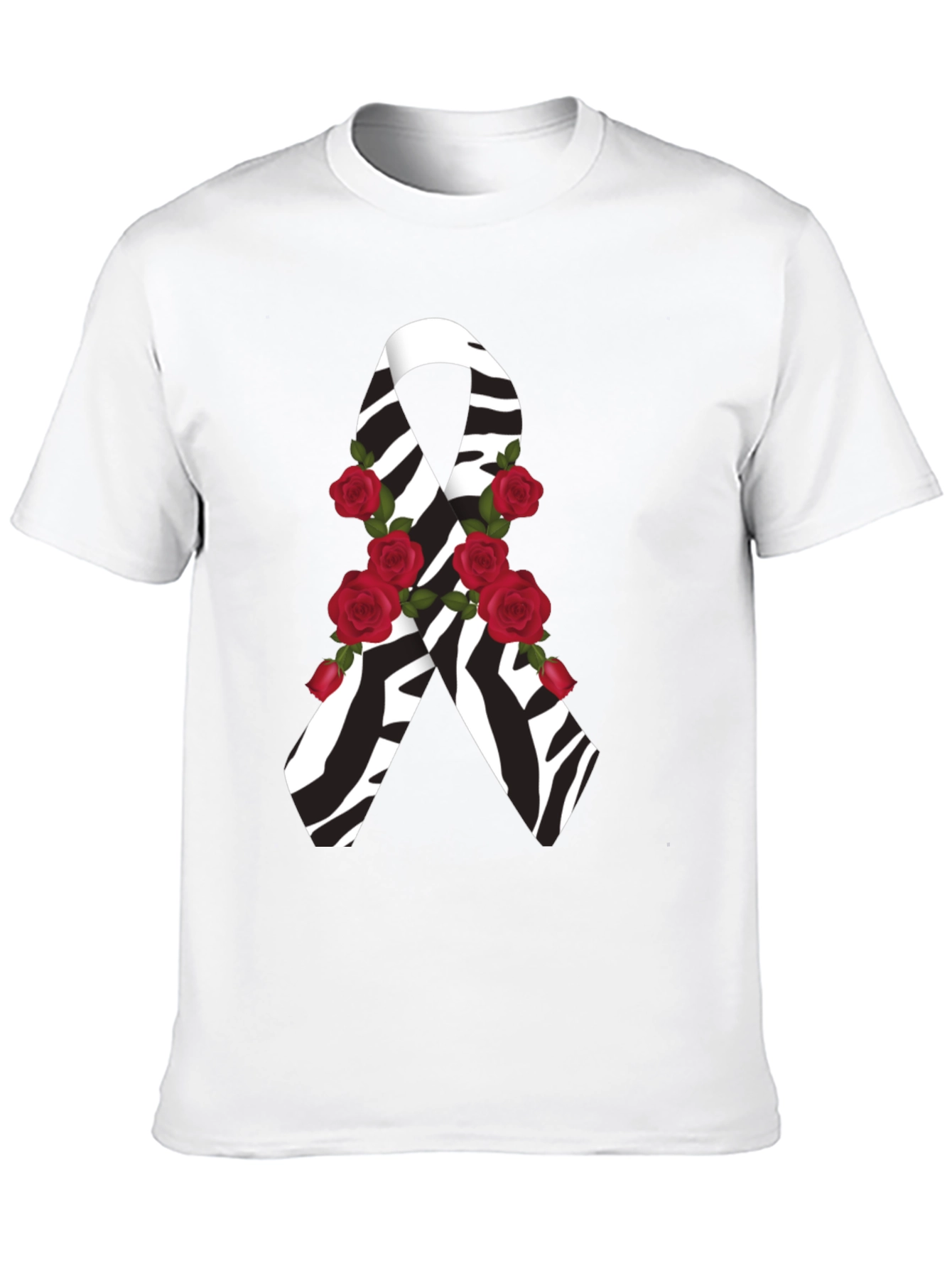 Zebra Stripe Awareness Ribbon Rose Graphic Tee