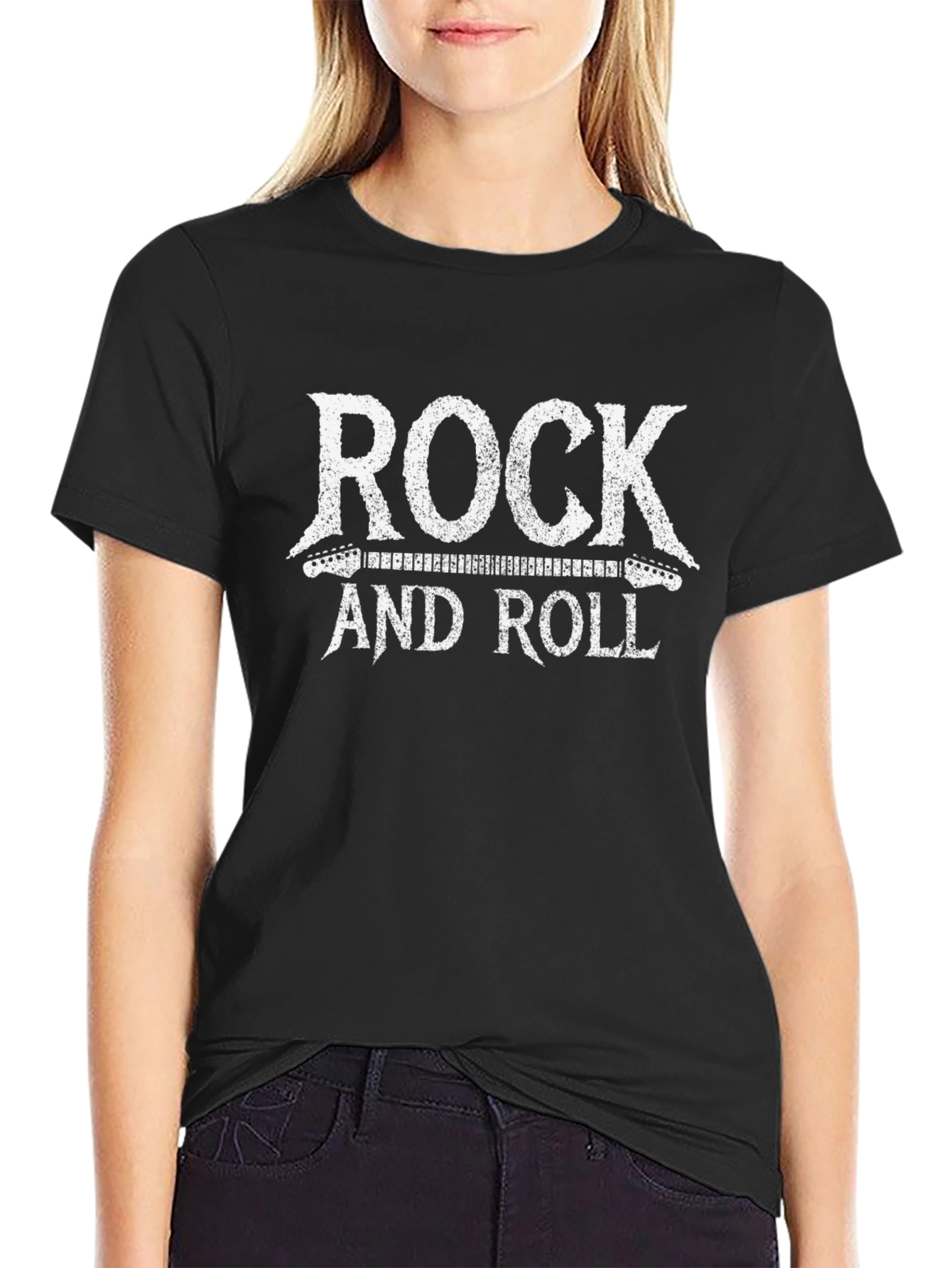 Rock and Roll Graphic Print Tee - Black