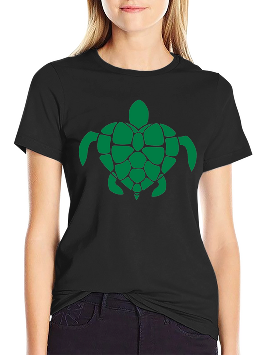 Turtle Graphic Tee - Green Print on Black