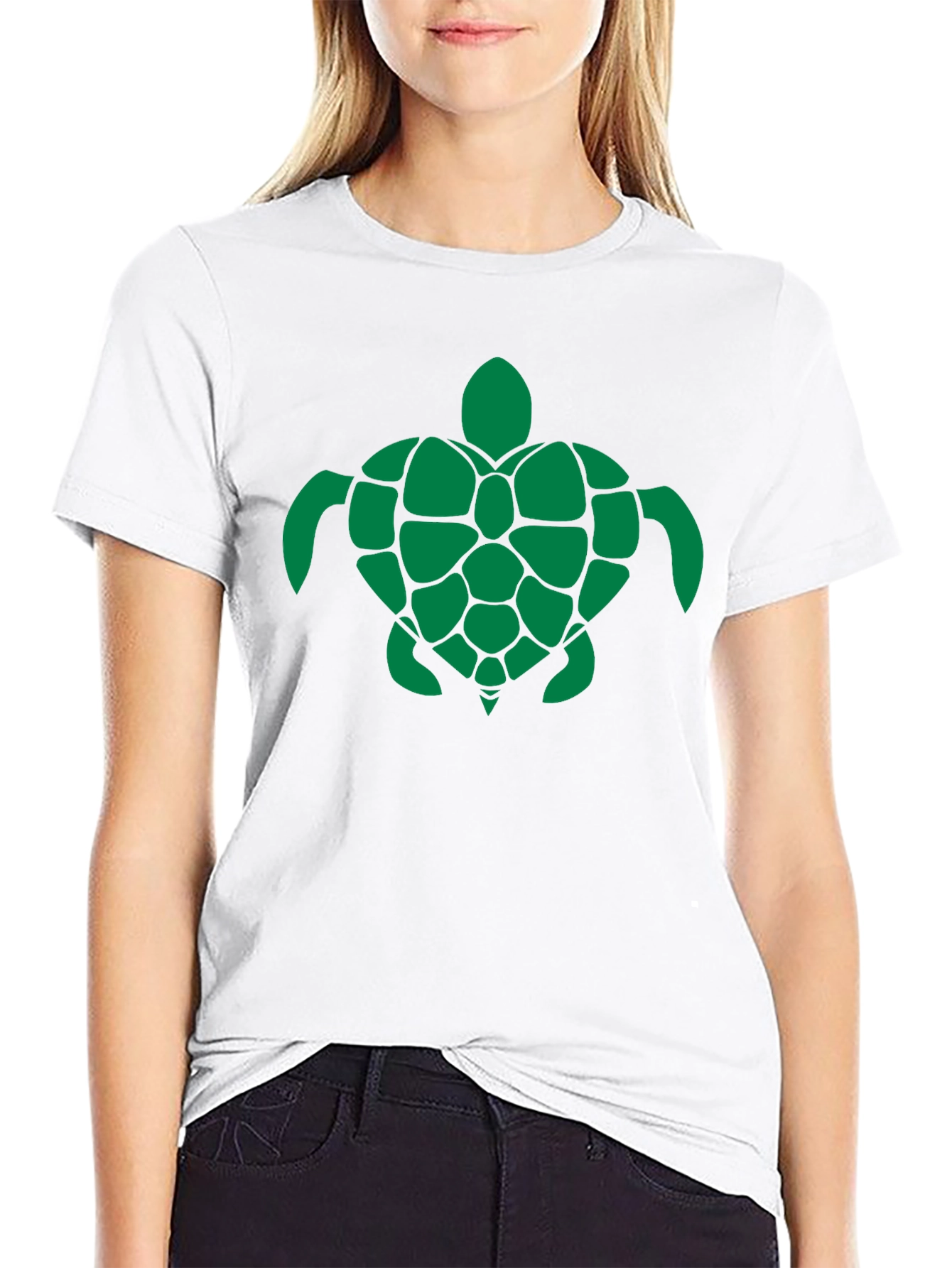 Turtle Graphic Tee - Green Print on Black
