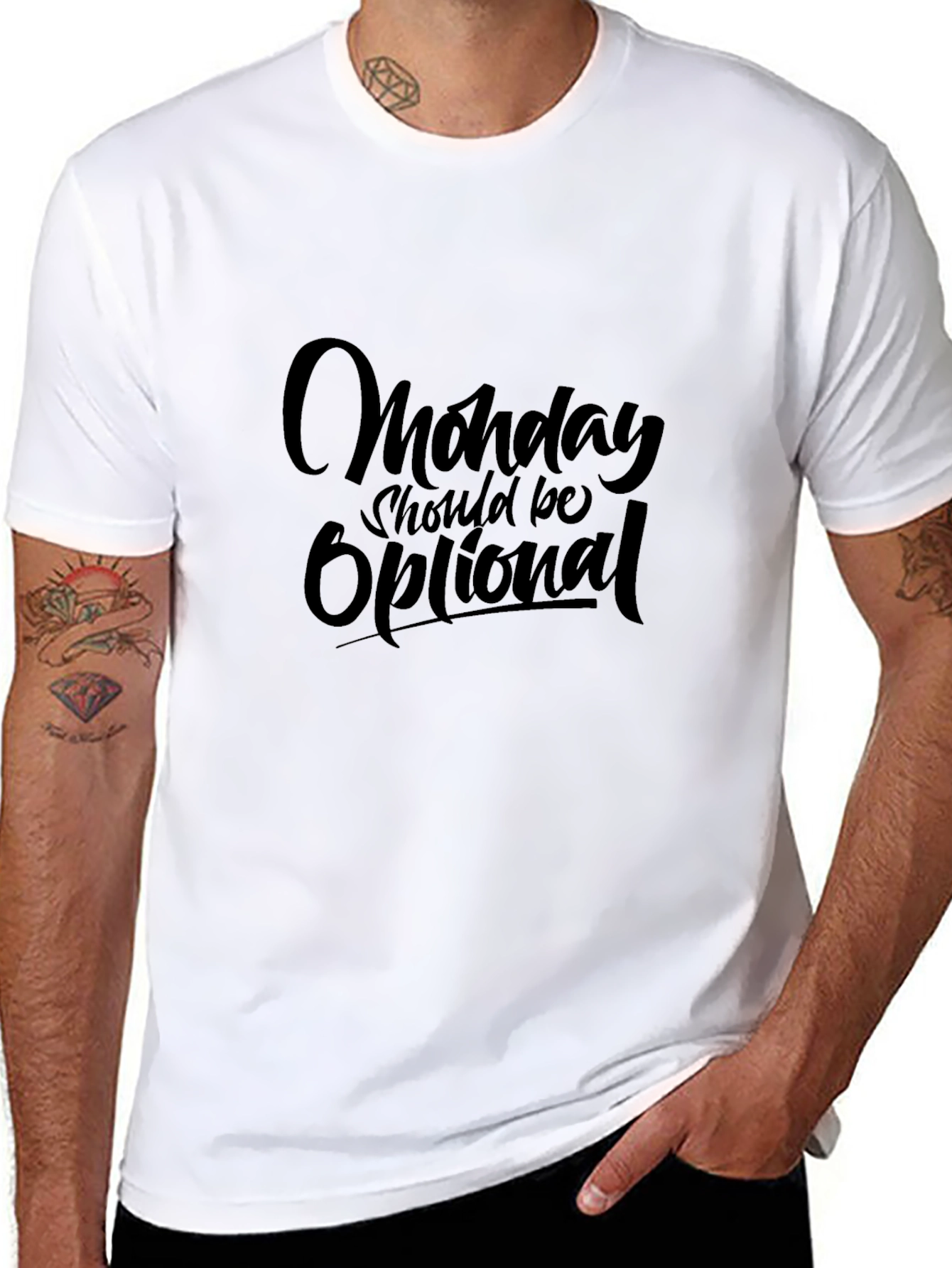 Monday Should Be Optional Black Graphic Tee
