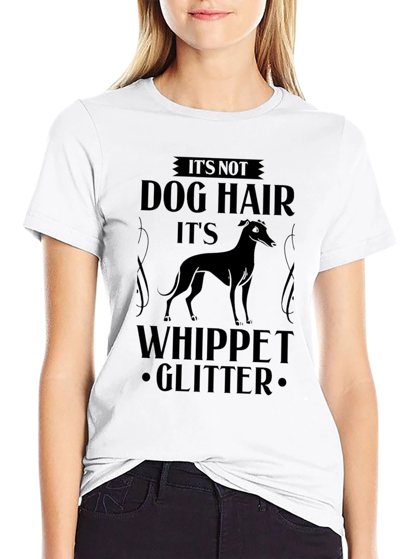Its Not Dog Hair Its Whippet Glitter T-Shirt
