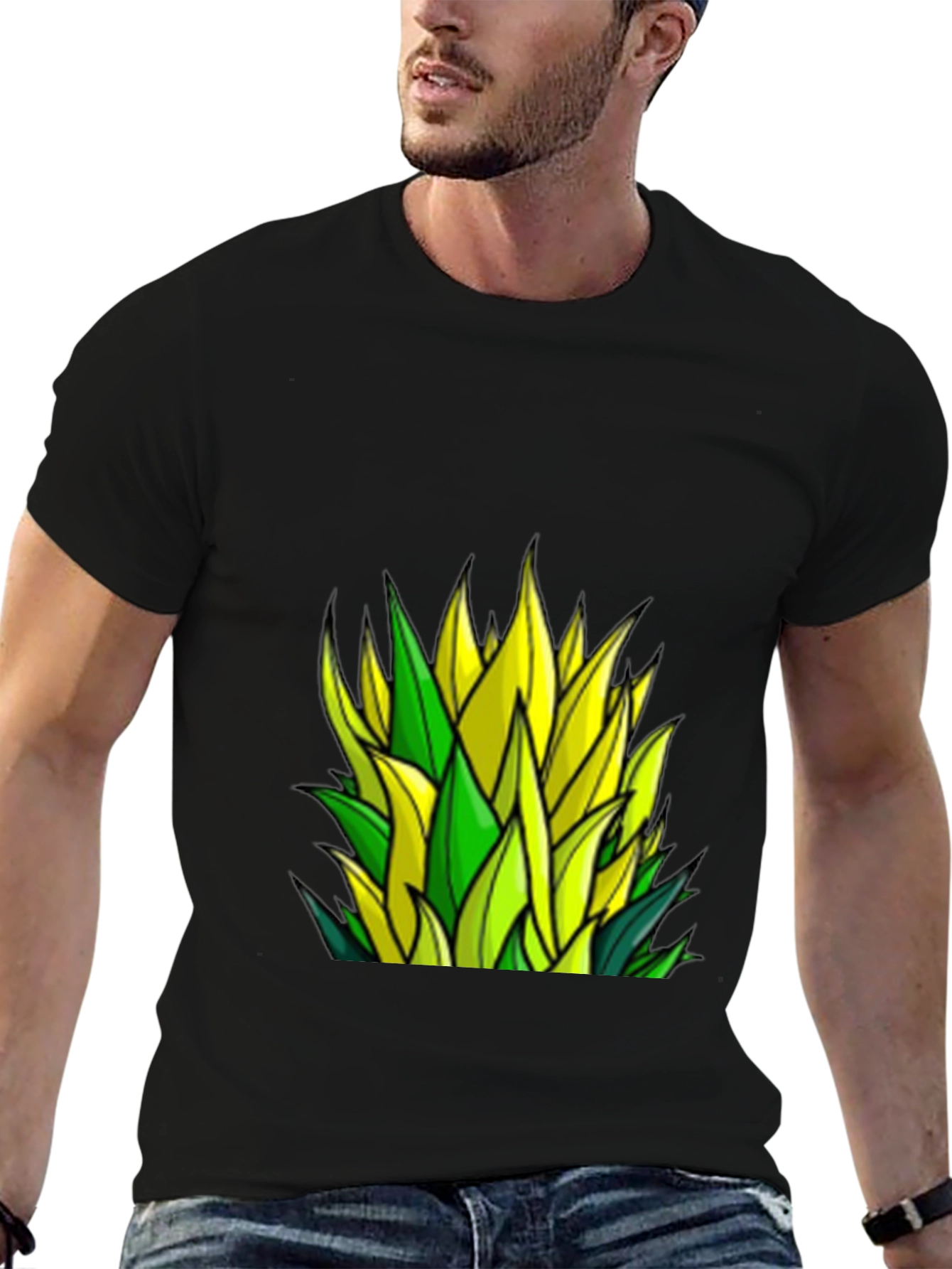 Leaf Design Black T-Shirt - Stylish & Unique