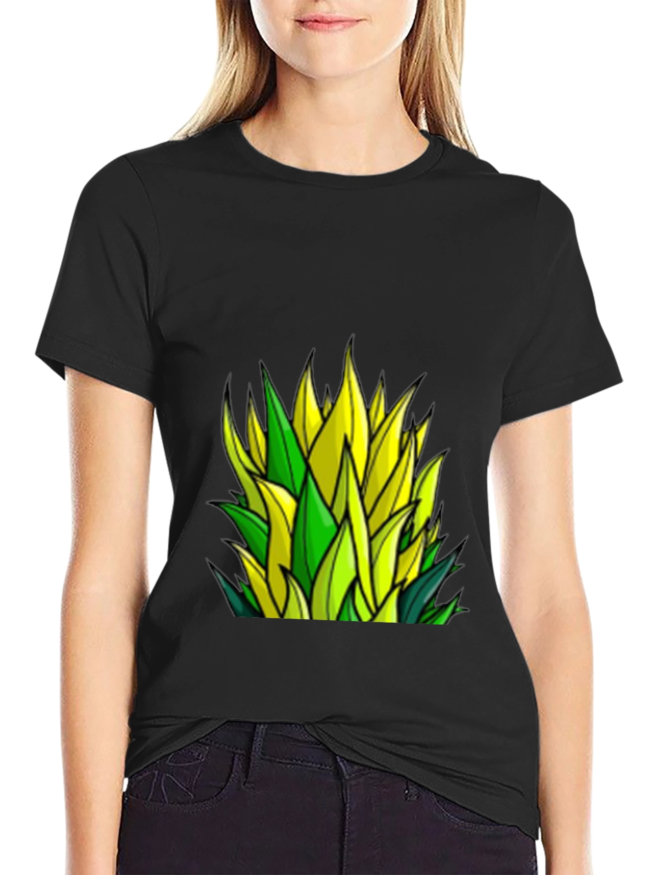 Leaf Design Black T-Shirt - Stylish & Unique
