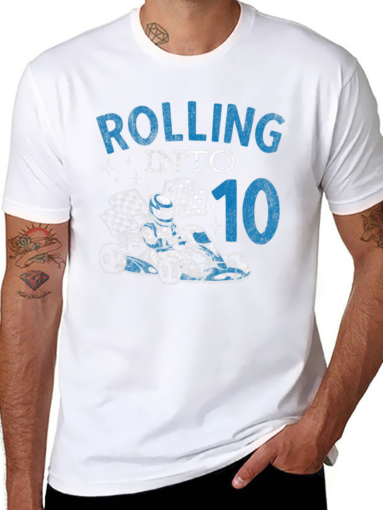 Rolling Into 10 Birthday T-Shirt Go Kart Racing Tee