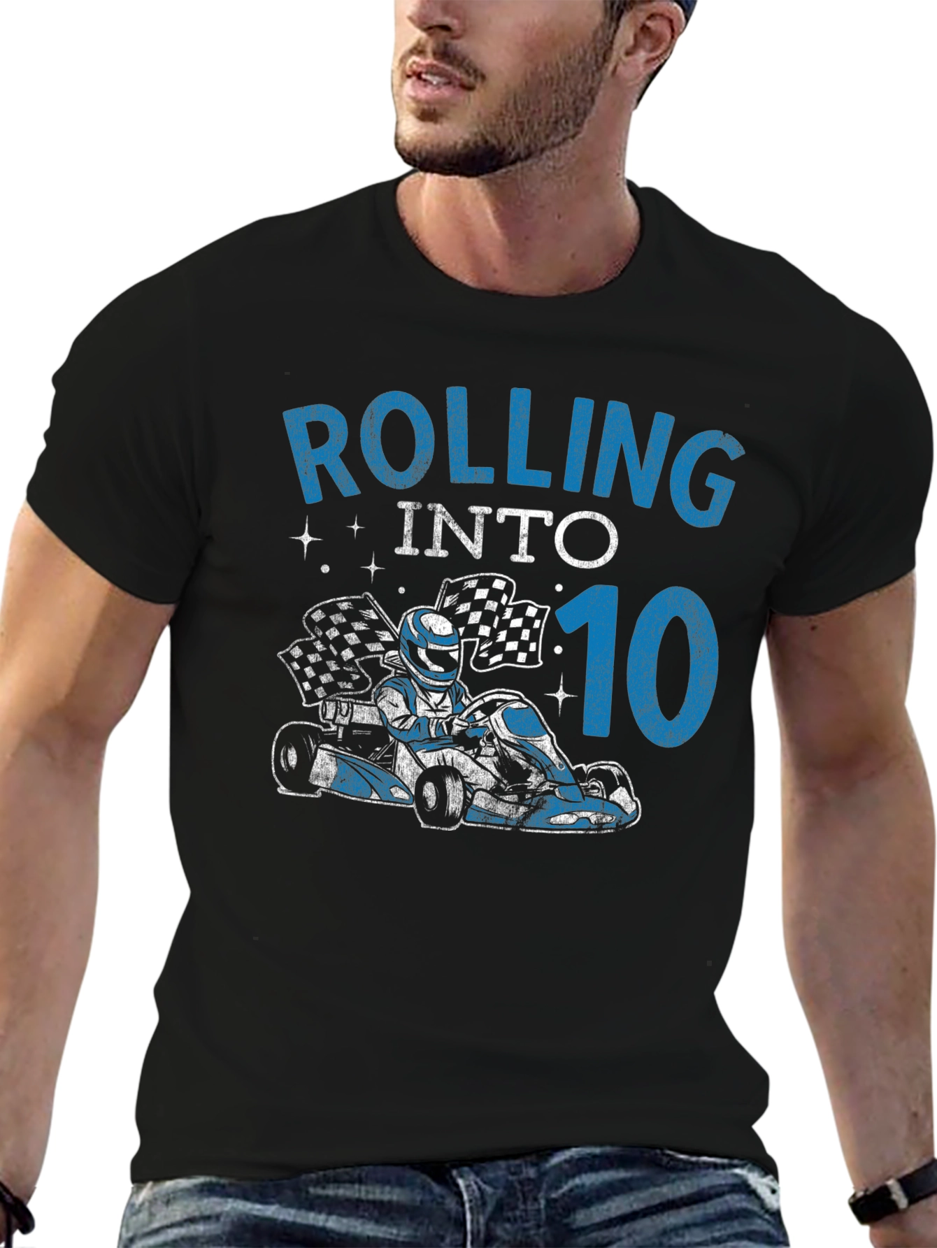 Rolling Into 10 Birthday T-Shirt Go Kart Racing Tee