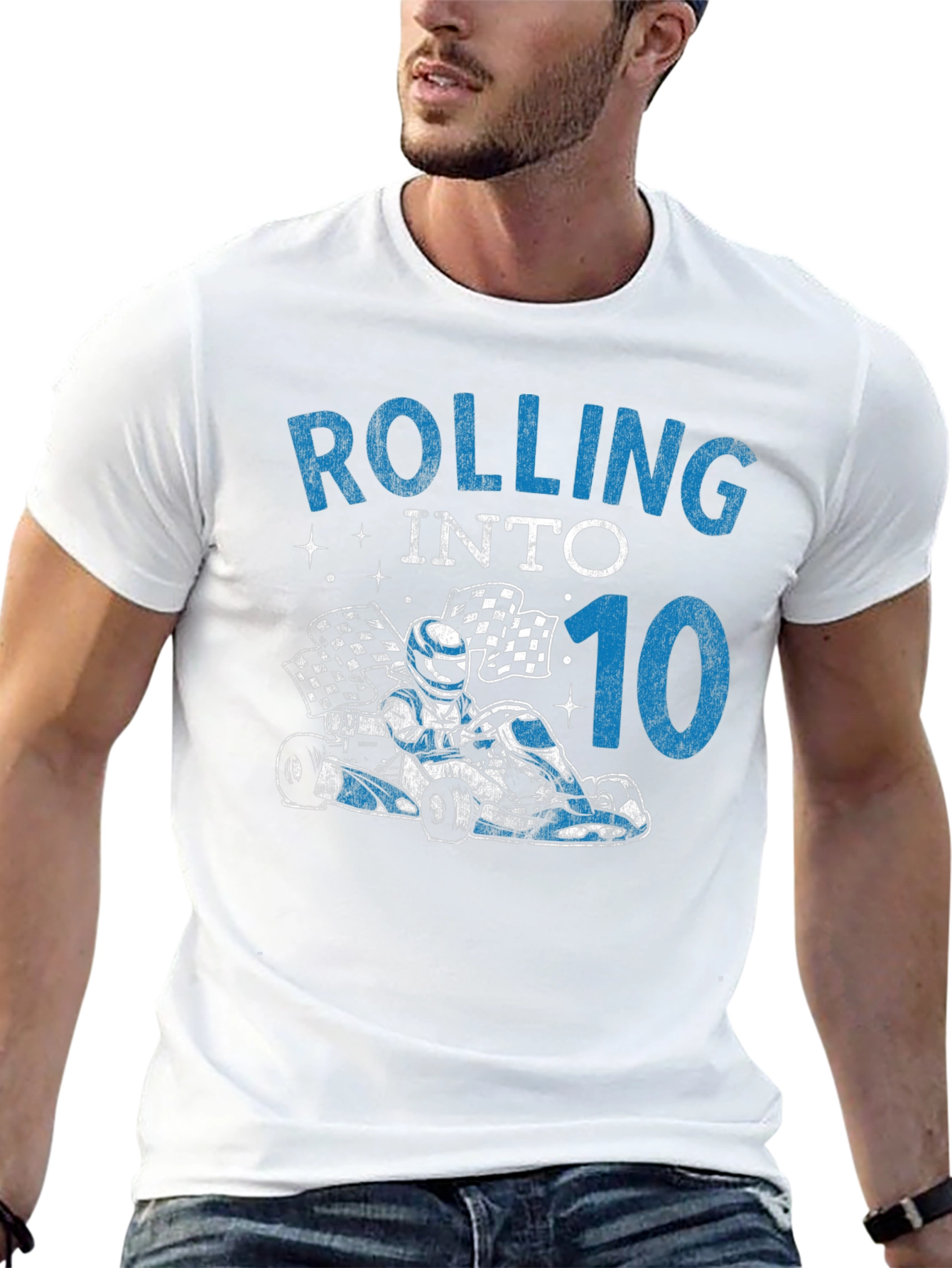 Rolling Into 10 Birthday T-Shirt Go Kart Racing Tee