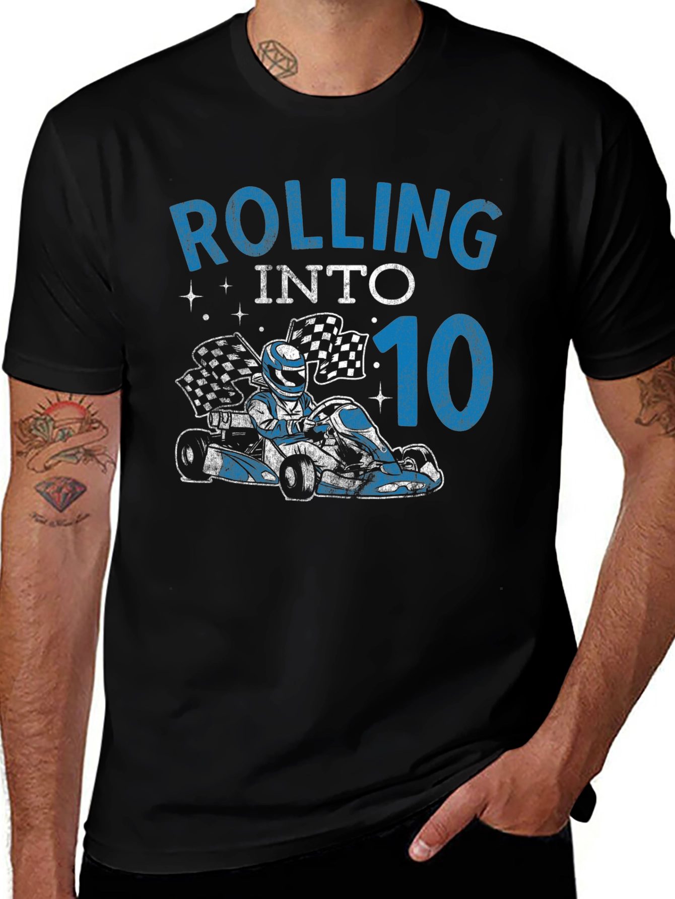 Rolling Into 10 Birthday T-Shirt Go Kart Racing Tee