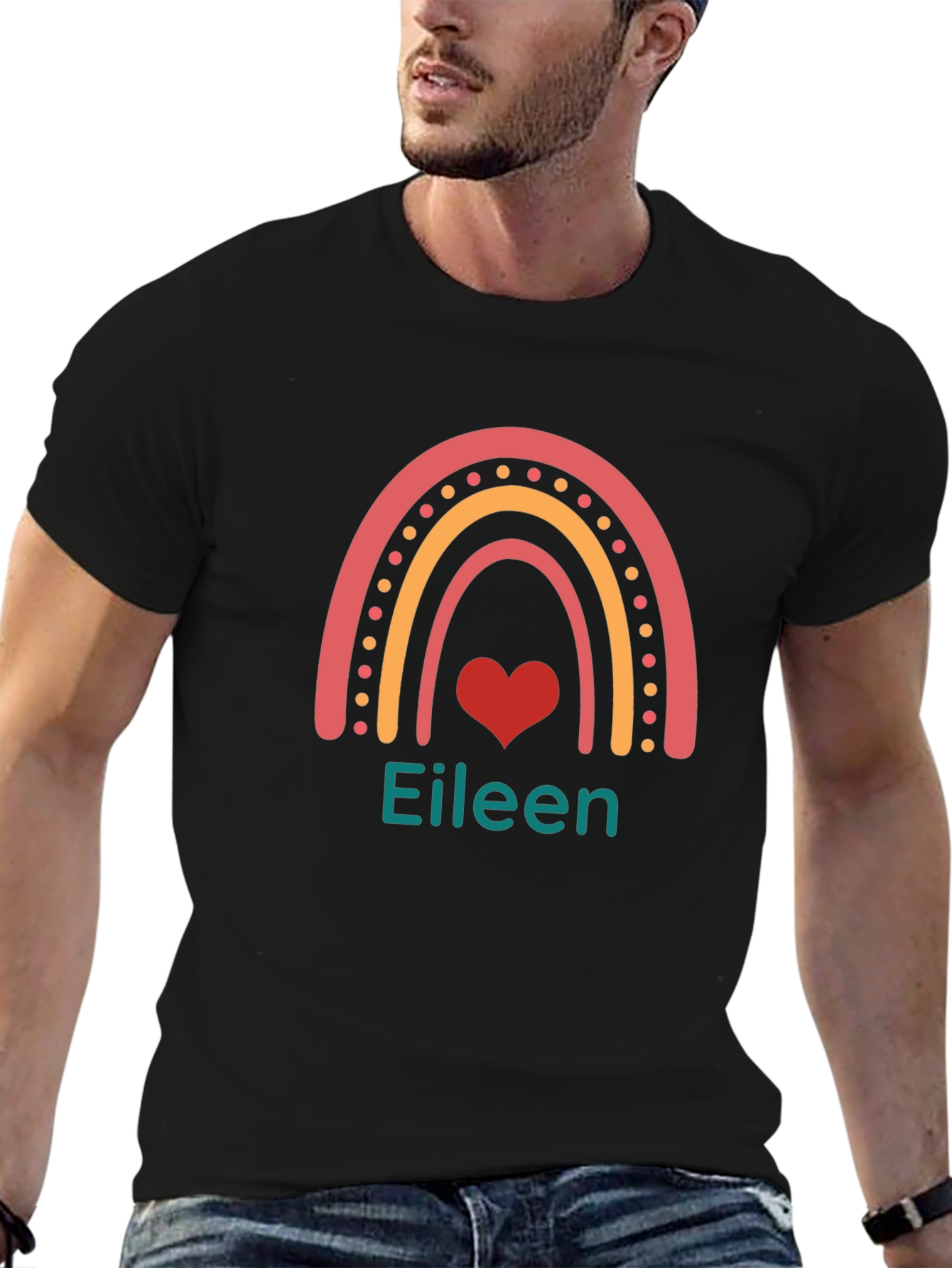 Eileen Rainbow Heart Personalized T-Shirt