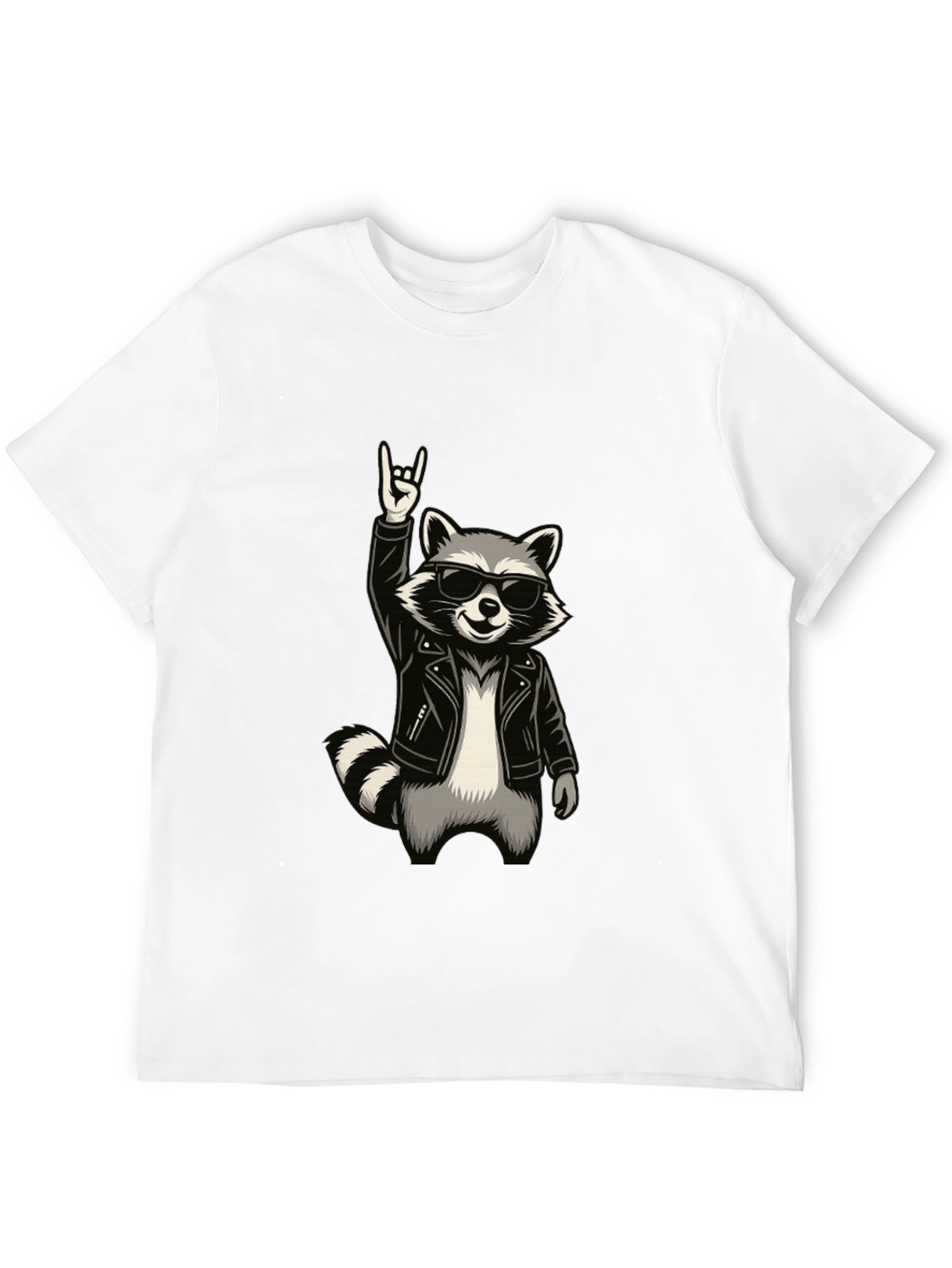 Cool Raccoon Rocker Graphic T-Shirt - Black