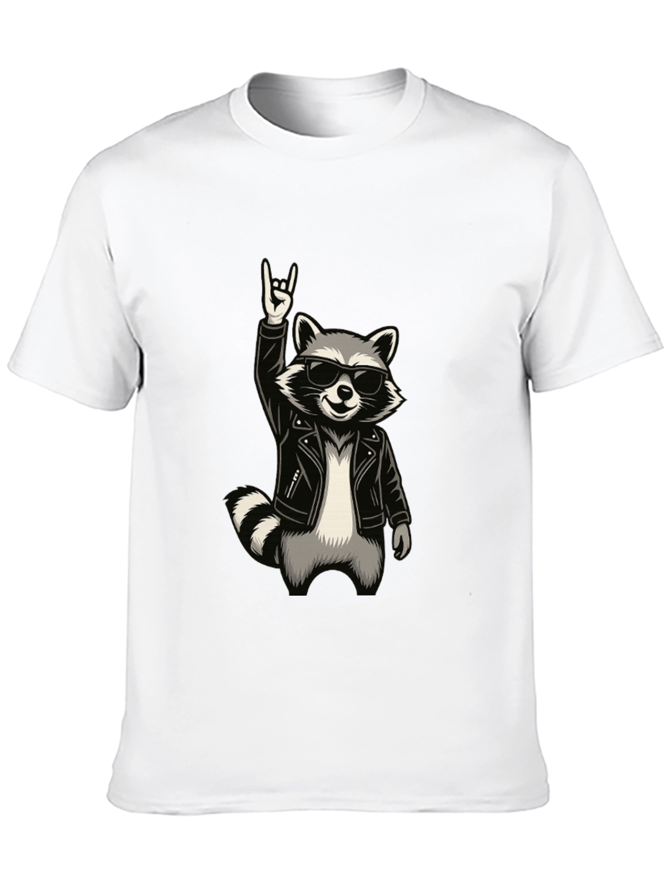 Cool Raccoon Rocker Graphic T-Shirt - Black