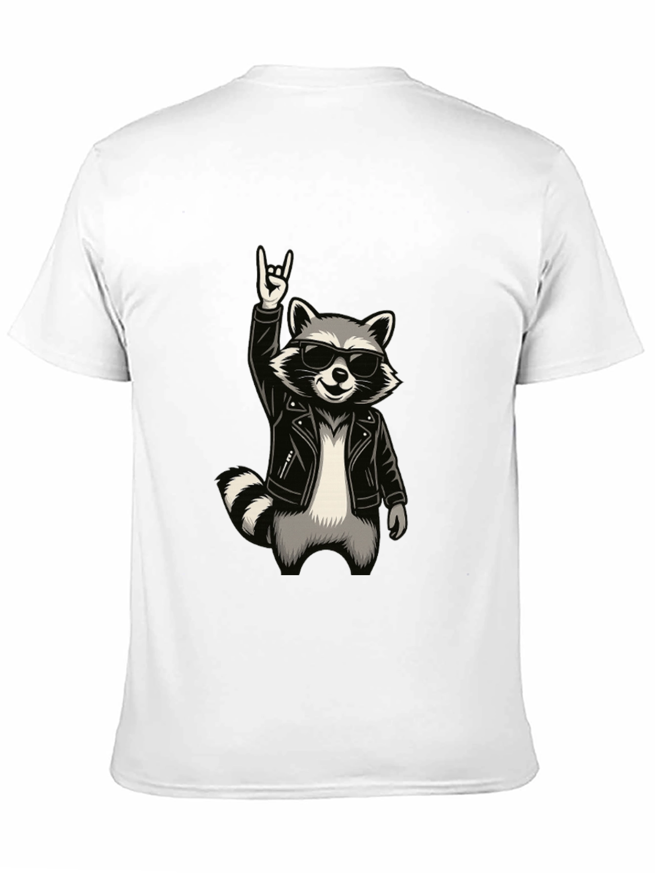 Cool Raccoon Rocker Graphic T-Shirt - Black