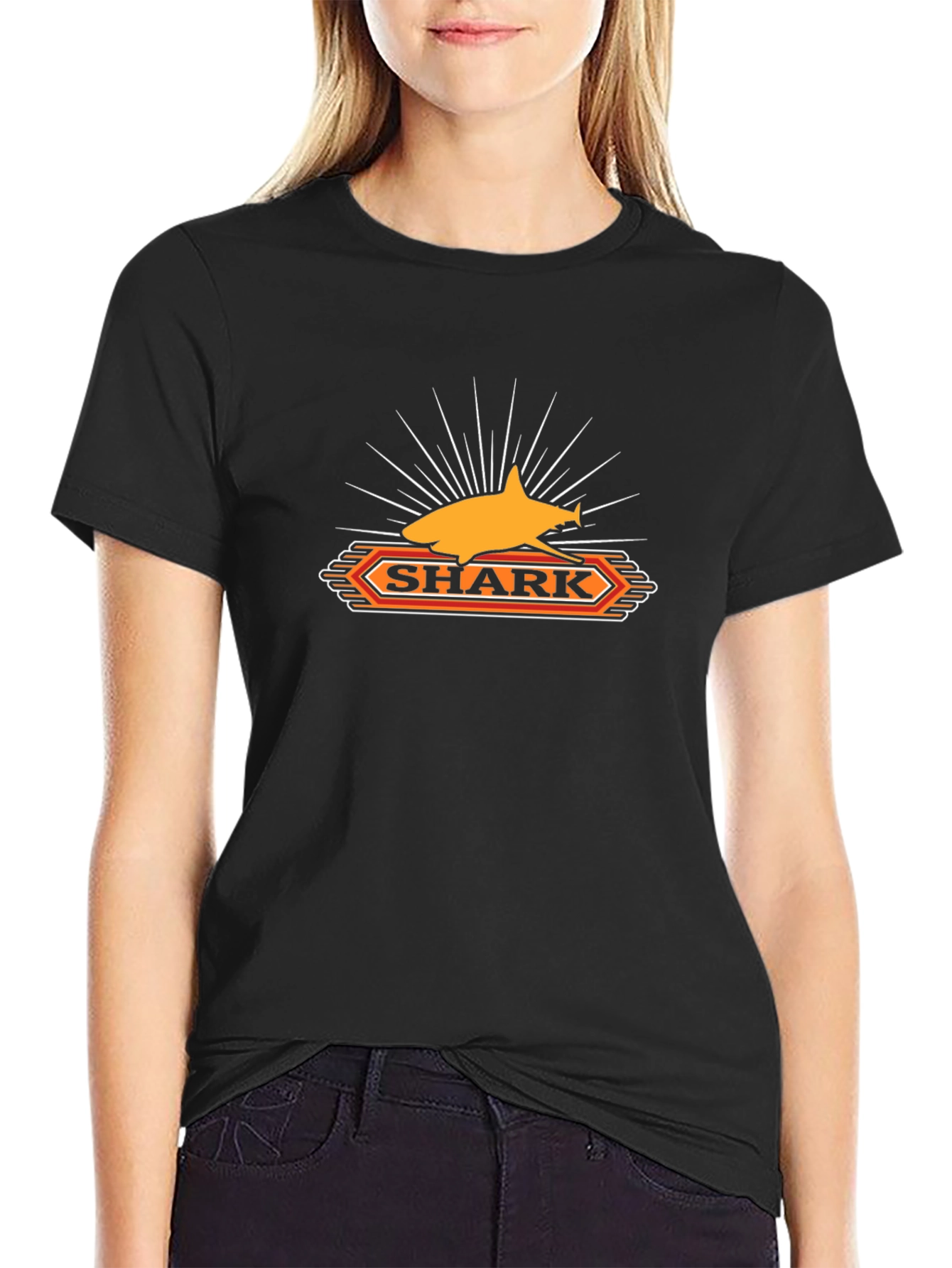 Mens Black Shark Graphic Print T-Shirt