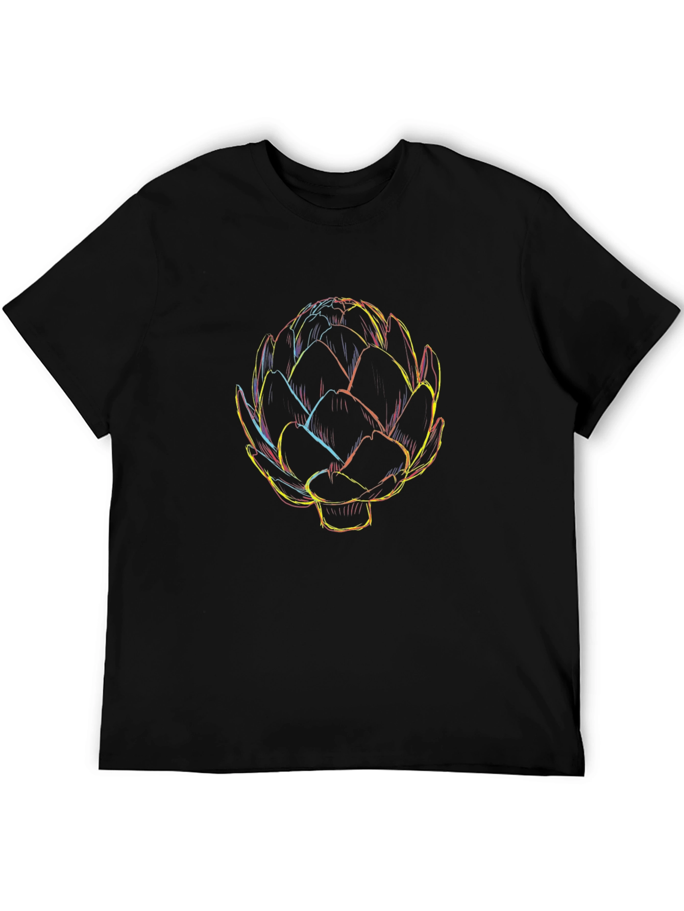 Artichoke Outline Graphic Print Black Tee