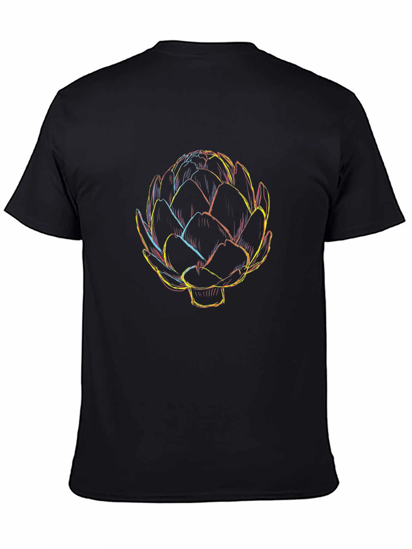 Artichoke Outline Graphic Print Black Tee
