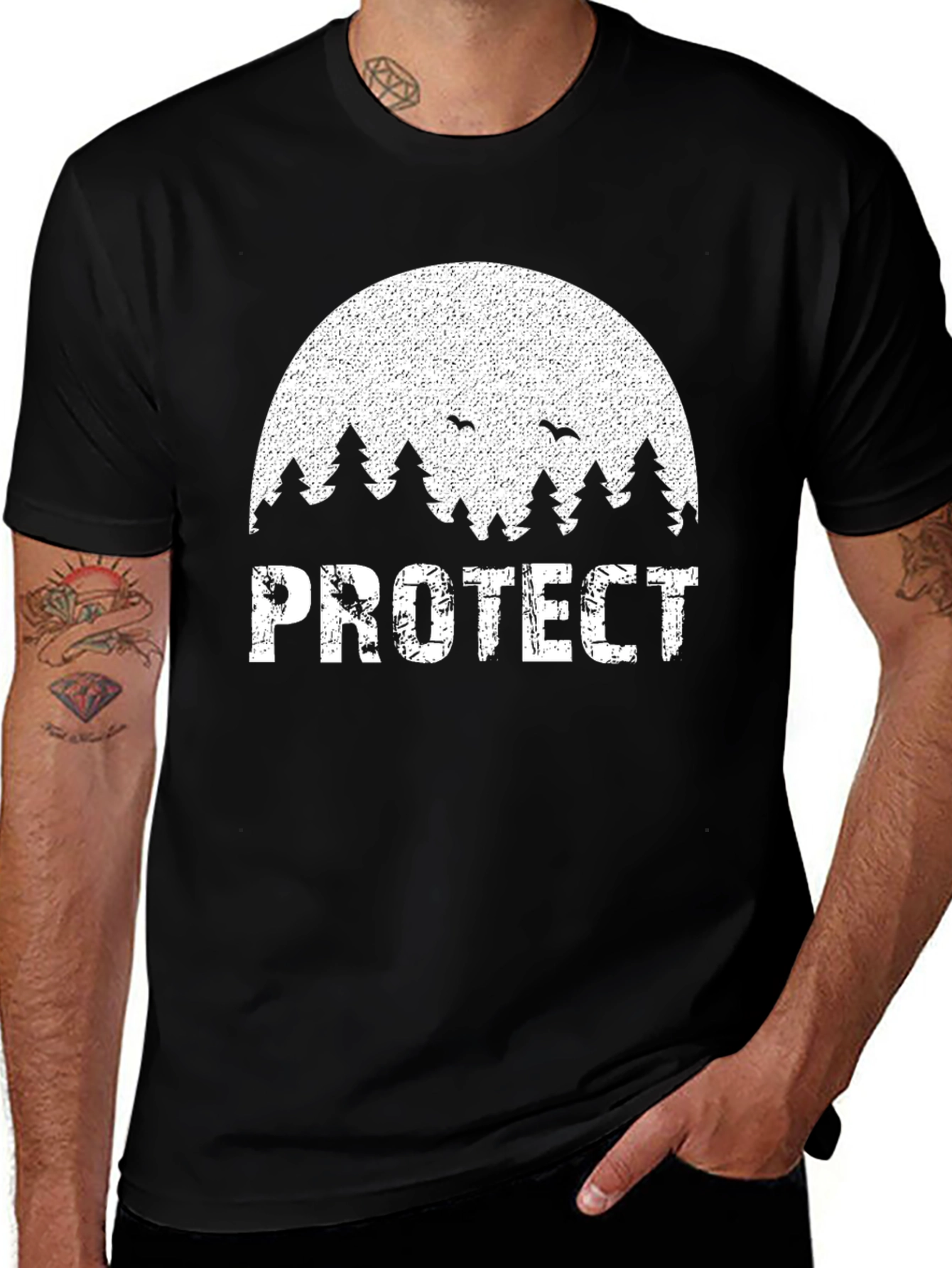 Protect Nature Graphic Tee - Black Cotton Blend